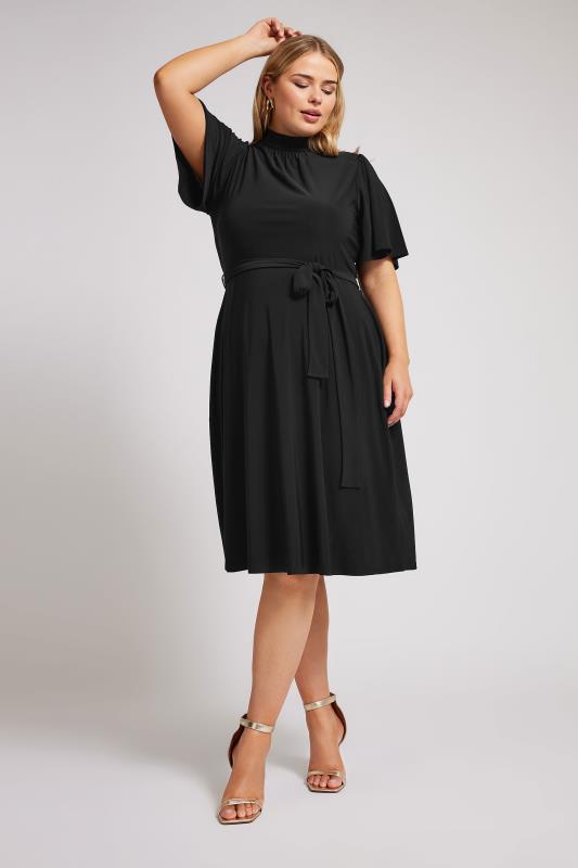 Yours London YOURS LONDON Curve Black High Neck Belted Skater Dress