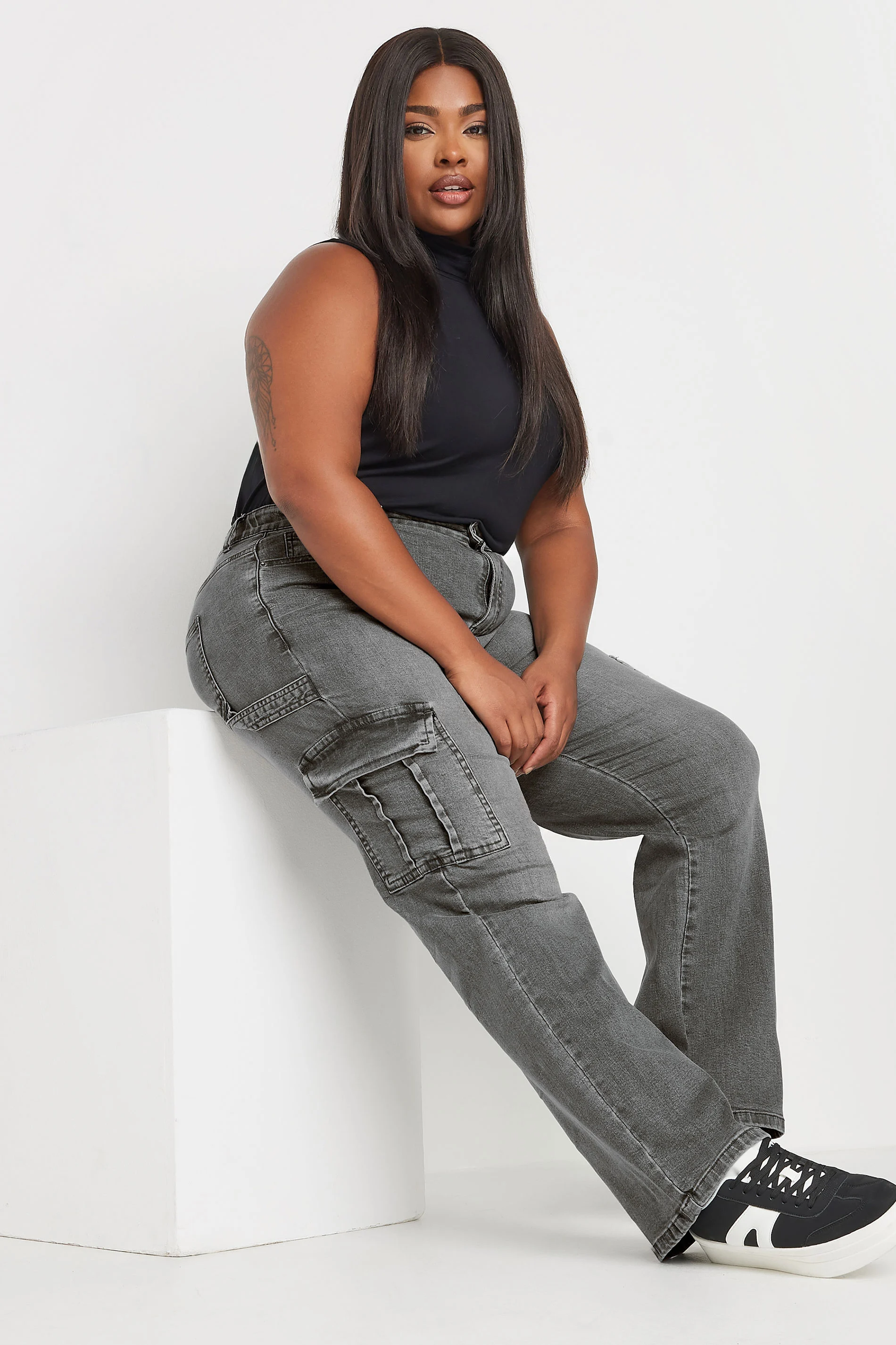 Yours YOURS Curve Grey Cargo Jeans