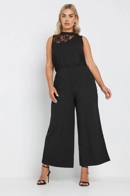 Yours LIMITED COLLECTION Curve Black Lace Detail Jumpsuit