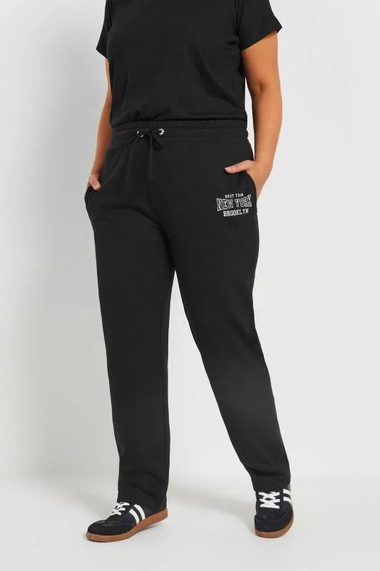 Yours YOURS Curve Black 'New York' Straight Leg Joggers