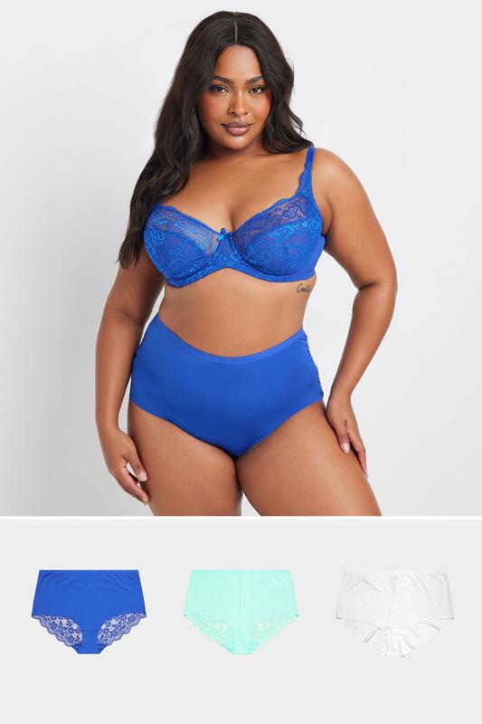 Yours YOURS Cobalt Blue Stretch Lace Non-Padded Underwired Balcony Bra