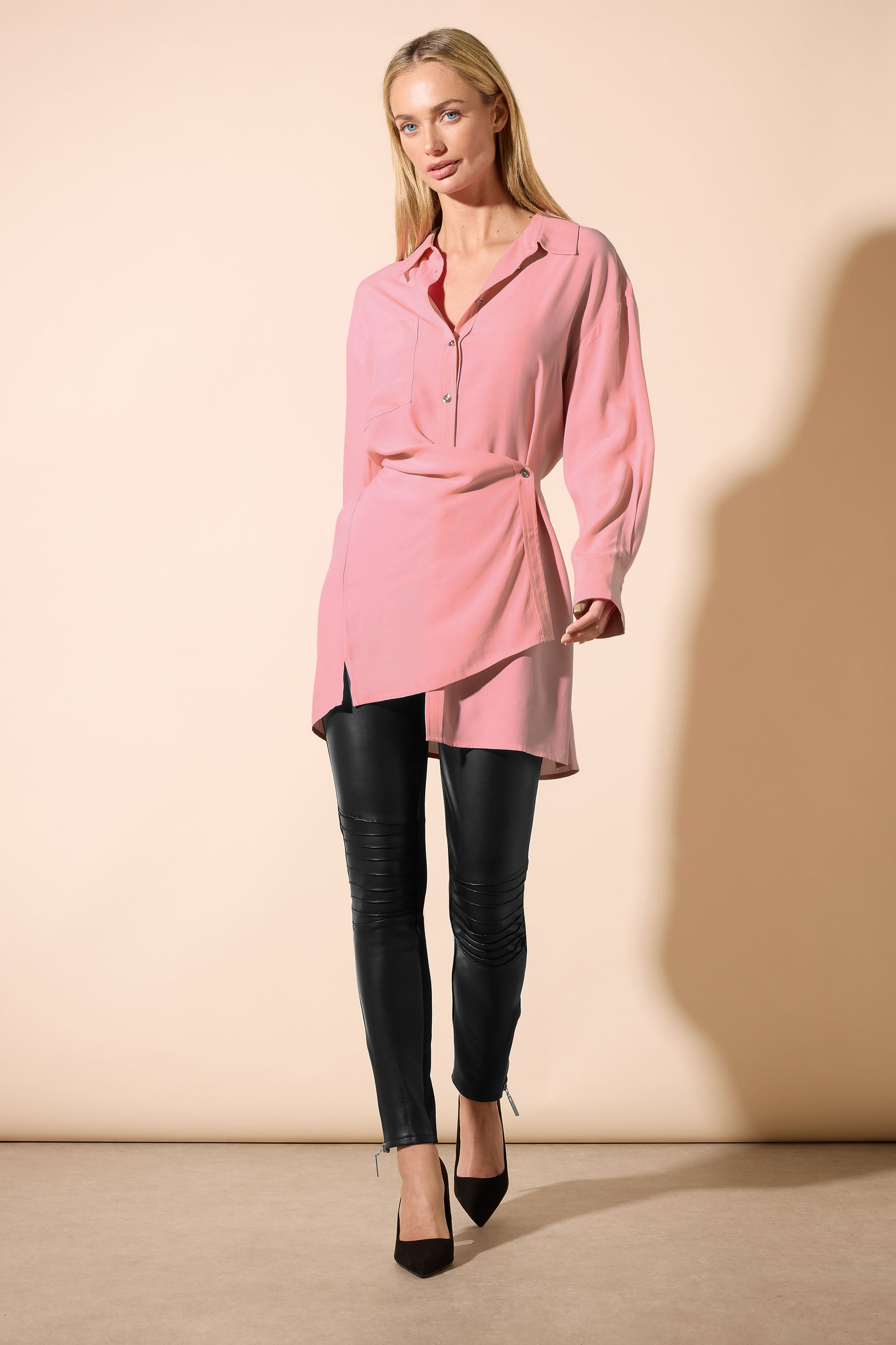 Star by Julien Macdonald STAR Light Pink Wrap Tie Shirt