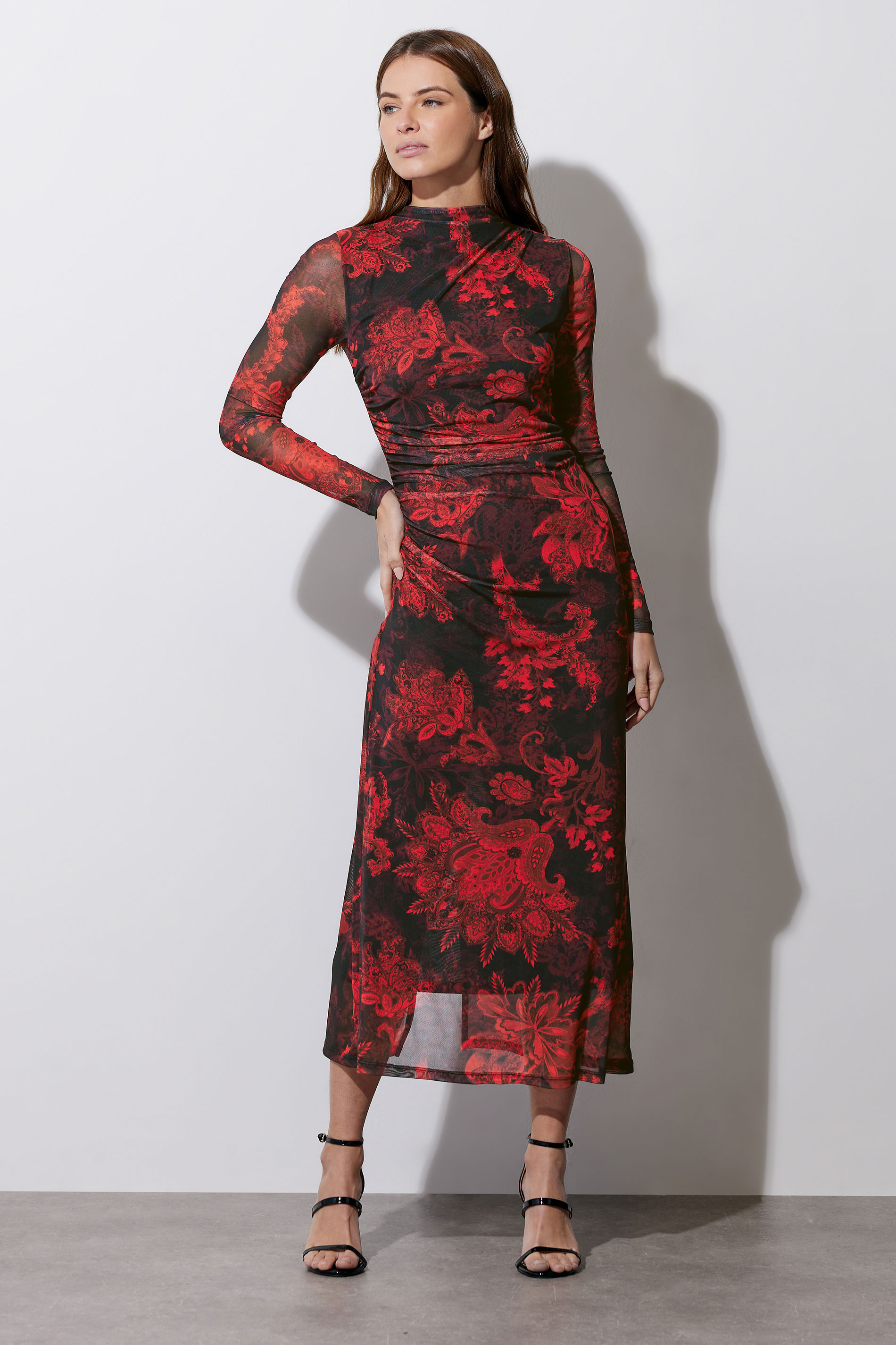 Star by Julien Macdonald STAR Red Paisley Mesh Maxi Dress
