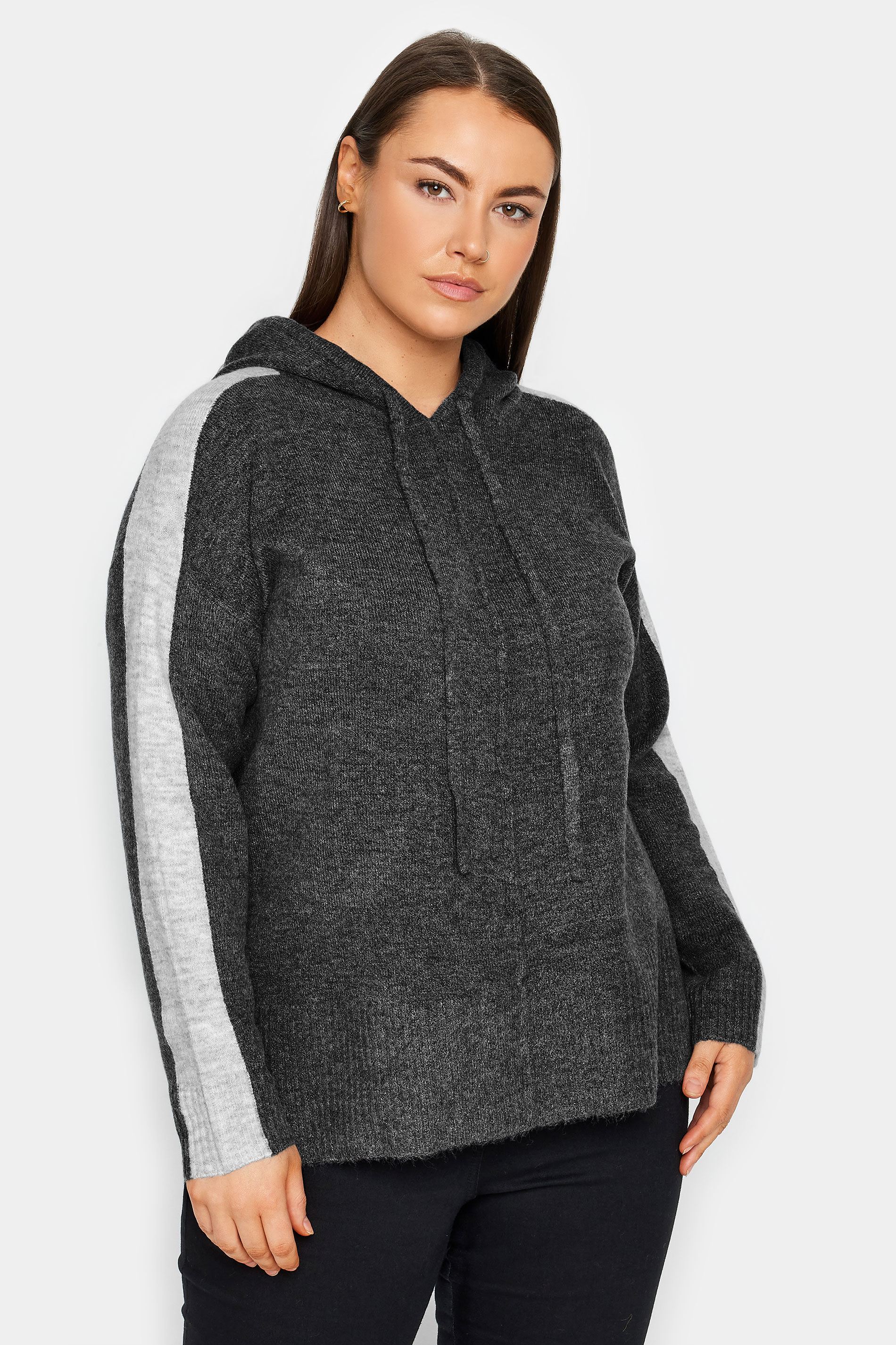 Evans Evans Grey Stripe Detail Hoodie