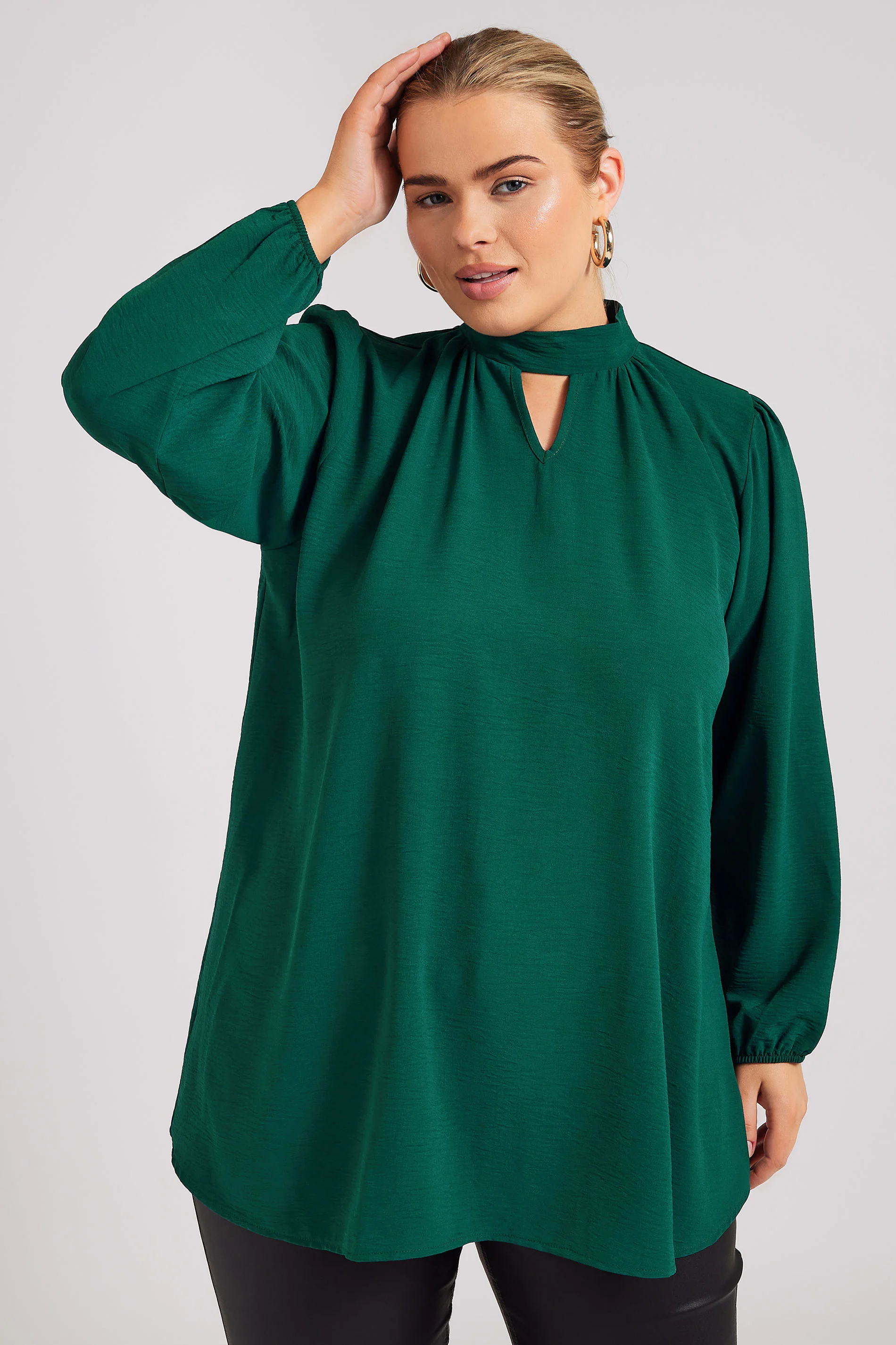 Yours London YOURS LONDON Curve Forest Green Keyhole Blouse
