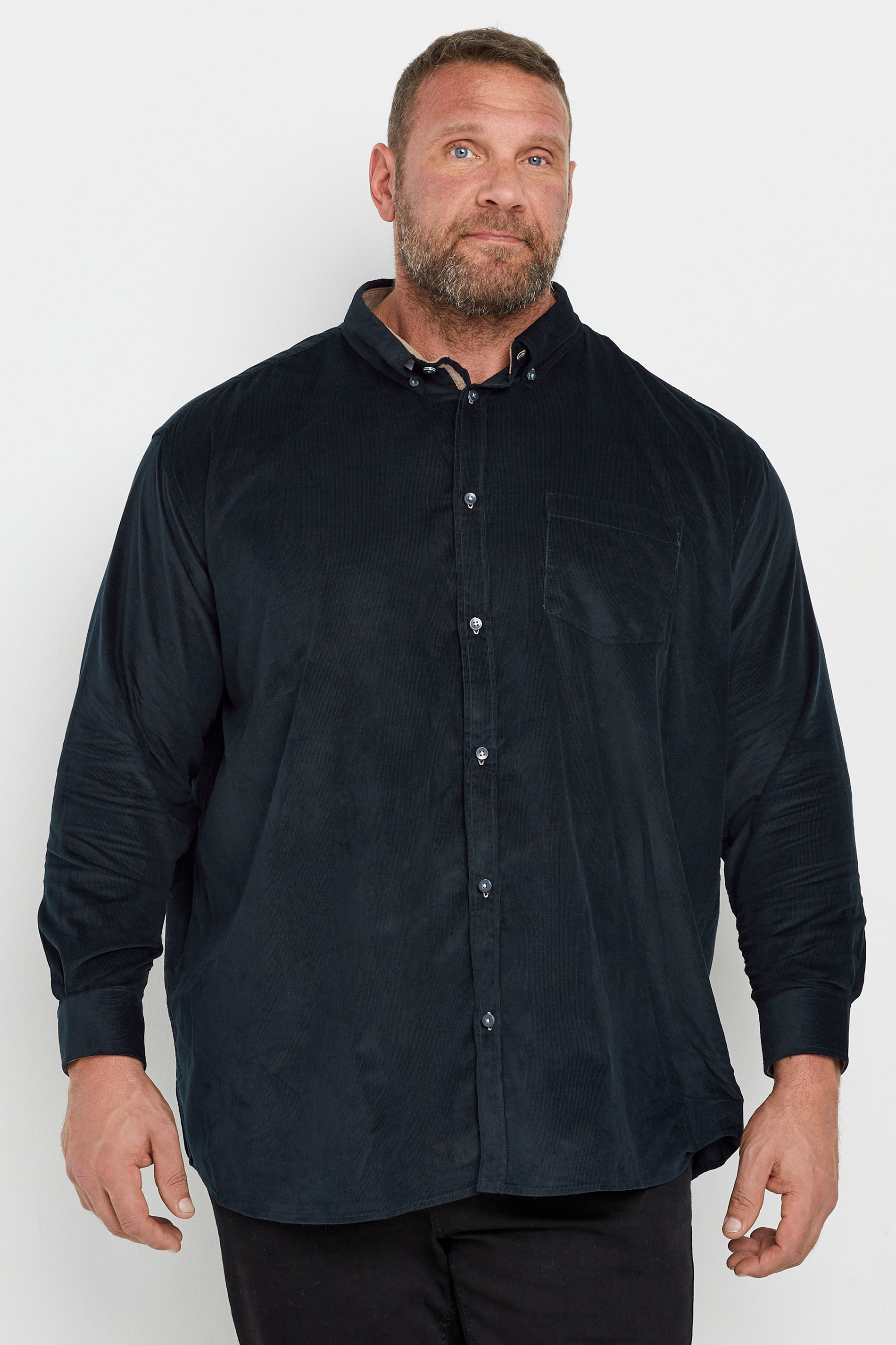 Kam KAM Big & Tall Navy Blue Corduroy Shirt