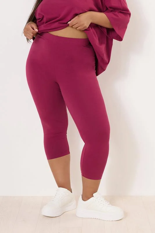 Yours YOURS Curve Berry Red Cropped Leggings