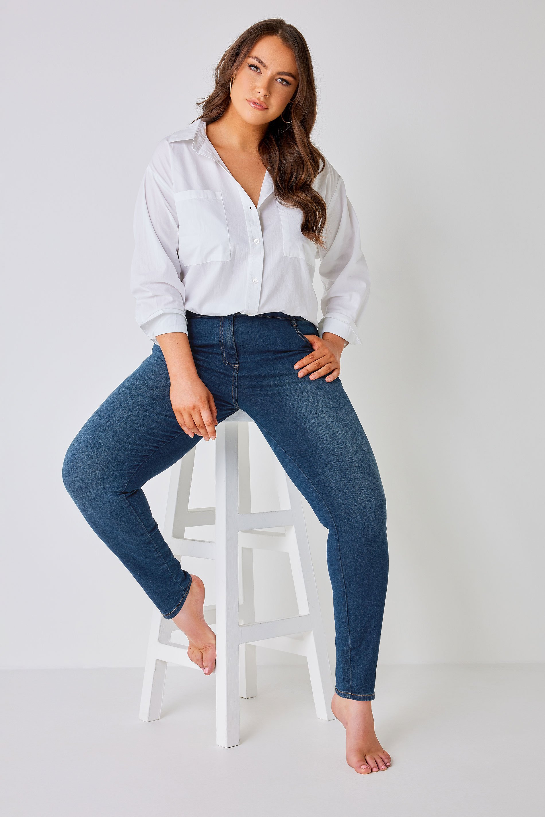 YOURS FOR GOOD YOURS FOR GOOD Curve Indigo Blue Skinny Stretch AVA Jeans