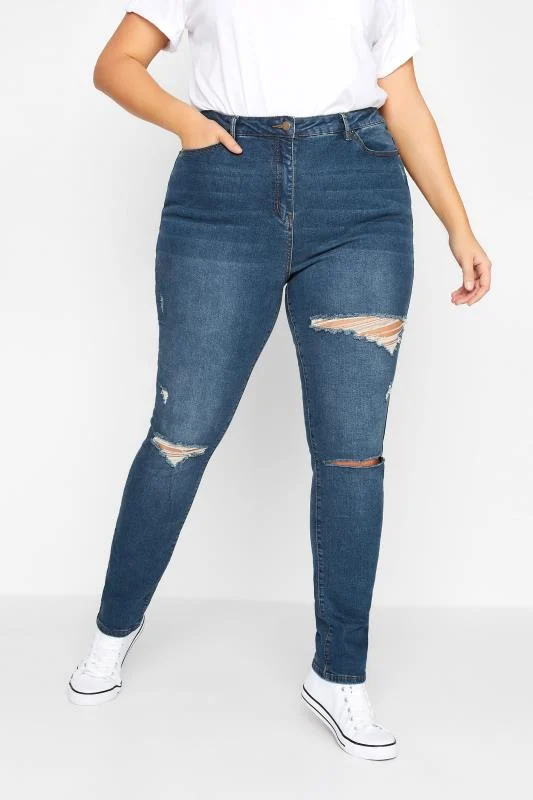 LTS LTS Tall Mid Blue Distressed AVA Stretch Skinny Jeans