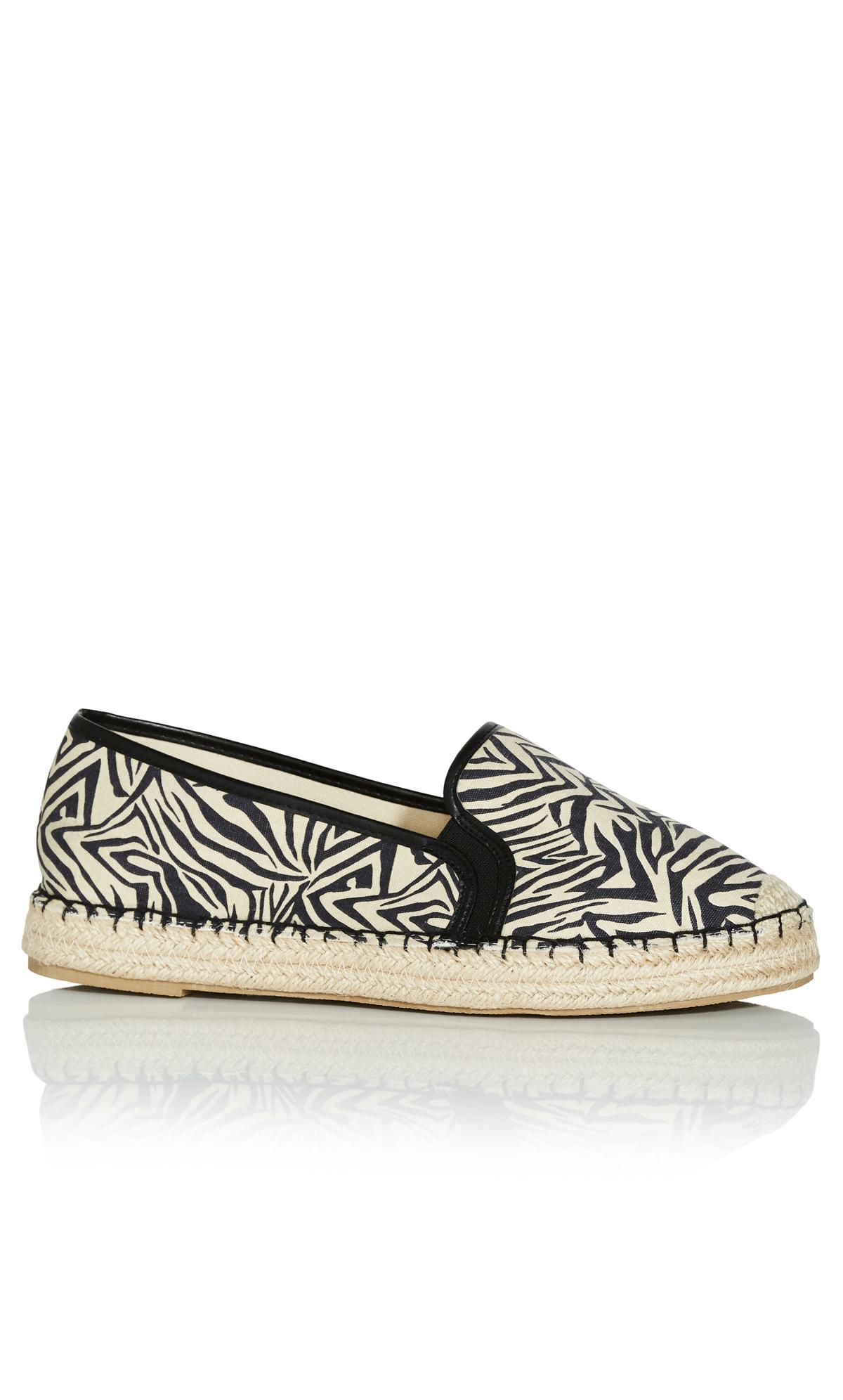 Evans Evans Black & White Zebra Print Espadrille Shoes