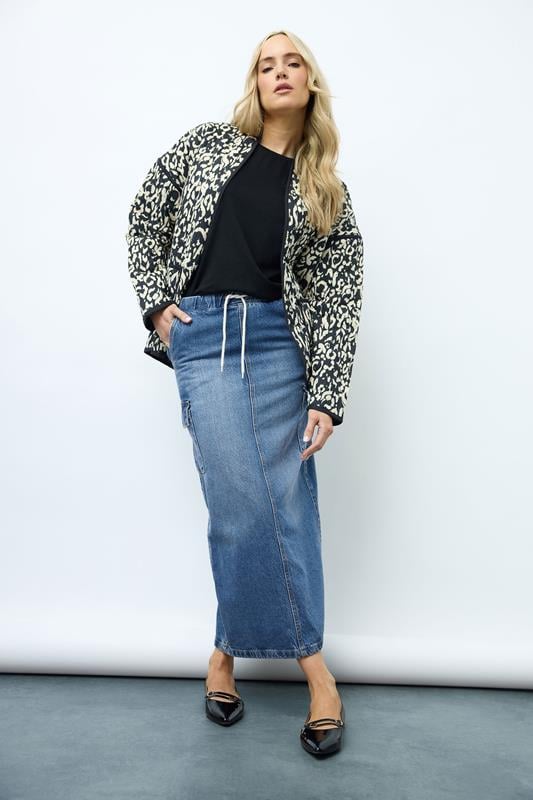 LTS LTS Tall Blue Denim Tie Waist Maxi Skirt