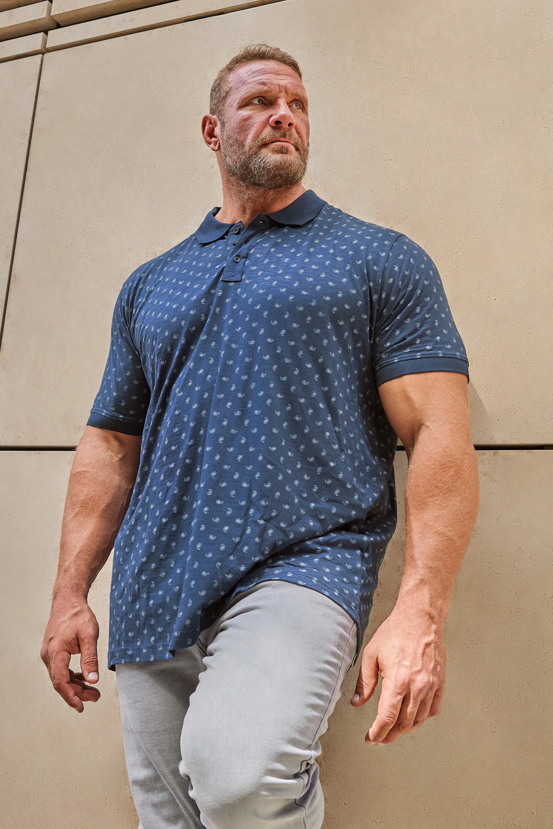 BadRhino BadRhino Big & Tall Navy Blue Shell Print Polo Shirt