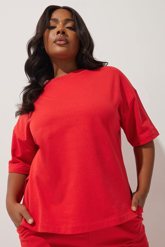 Limited Collection LIMITED COLLECTION Curve Red Oversized Sweat Jersey T-Shirt
