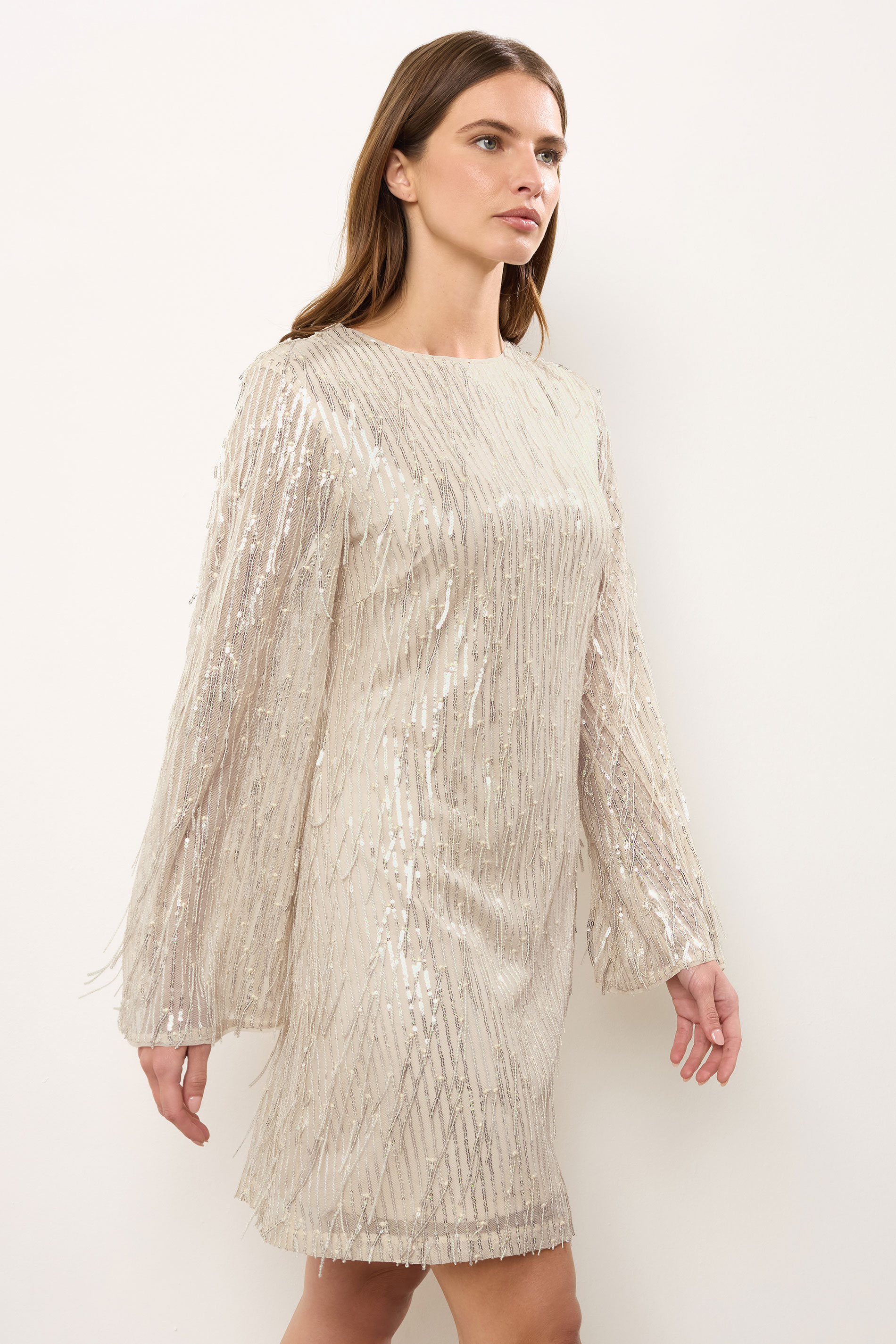 Star by Julien Macdonald STAR Light Pink Sequin Tassel Dress