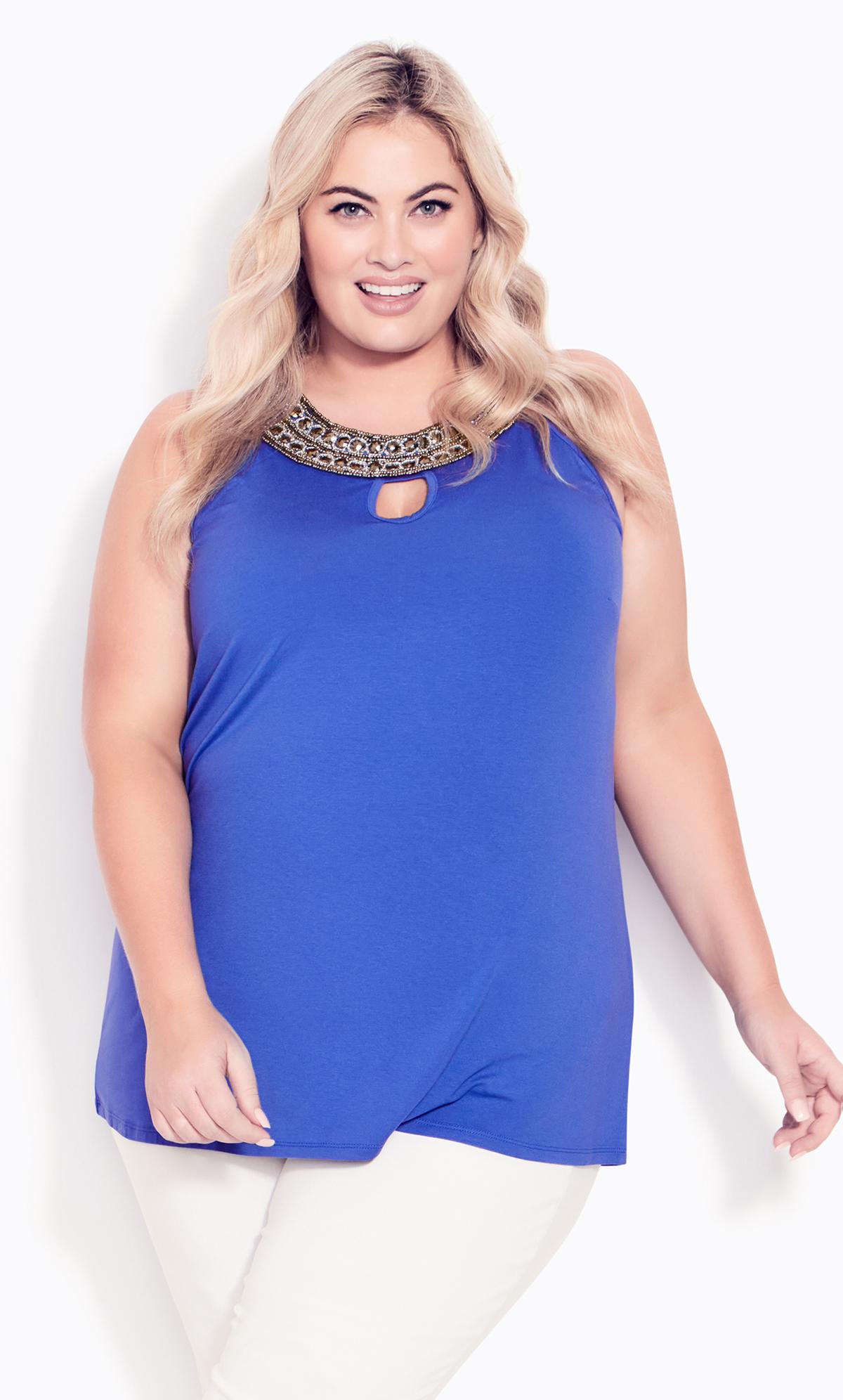 Evans Evans Blue Beaded Vest Top