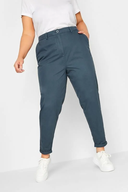 Yours YOURS Curve Dark Blue Straight Leg Chino Trousers