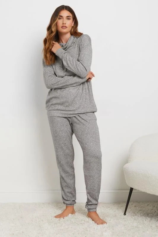 LTS LTS Tall Grey Soft Touch Cowl Neck Jumper