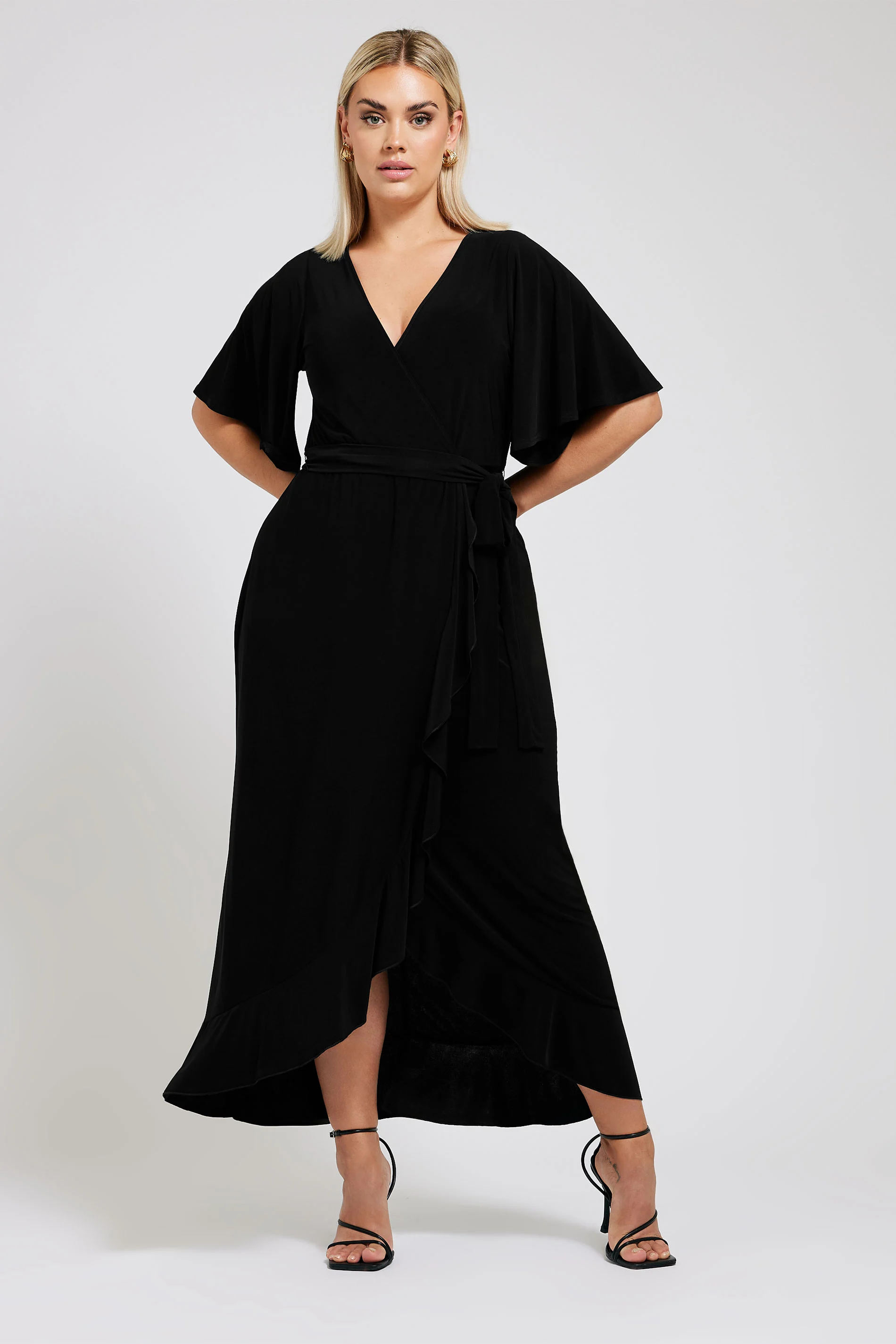 Yours London YOURS LONDON Curve Black Ruffle Hem Maxi Dress
