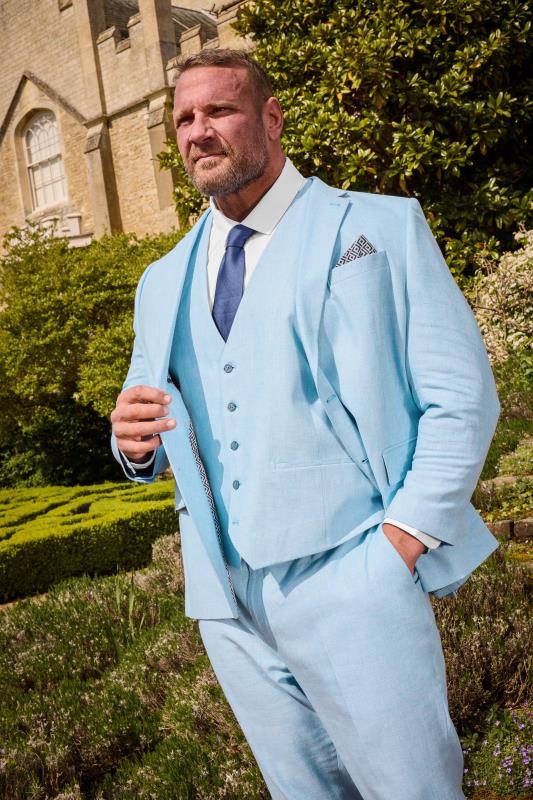 BadRhino BadRhino Tailoring Big & Tall Light Blue Linen Suit Jacket