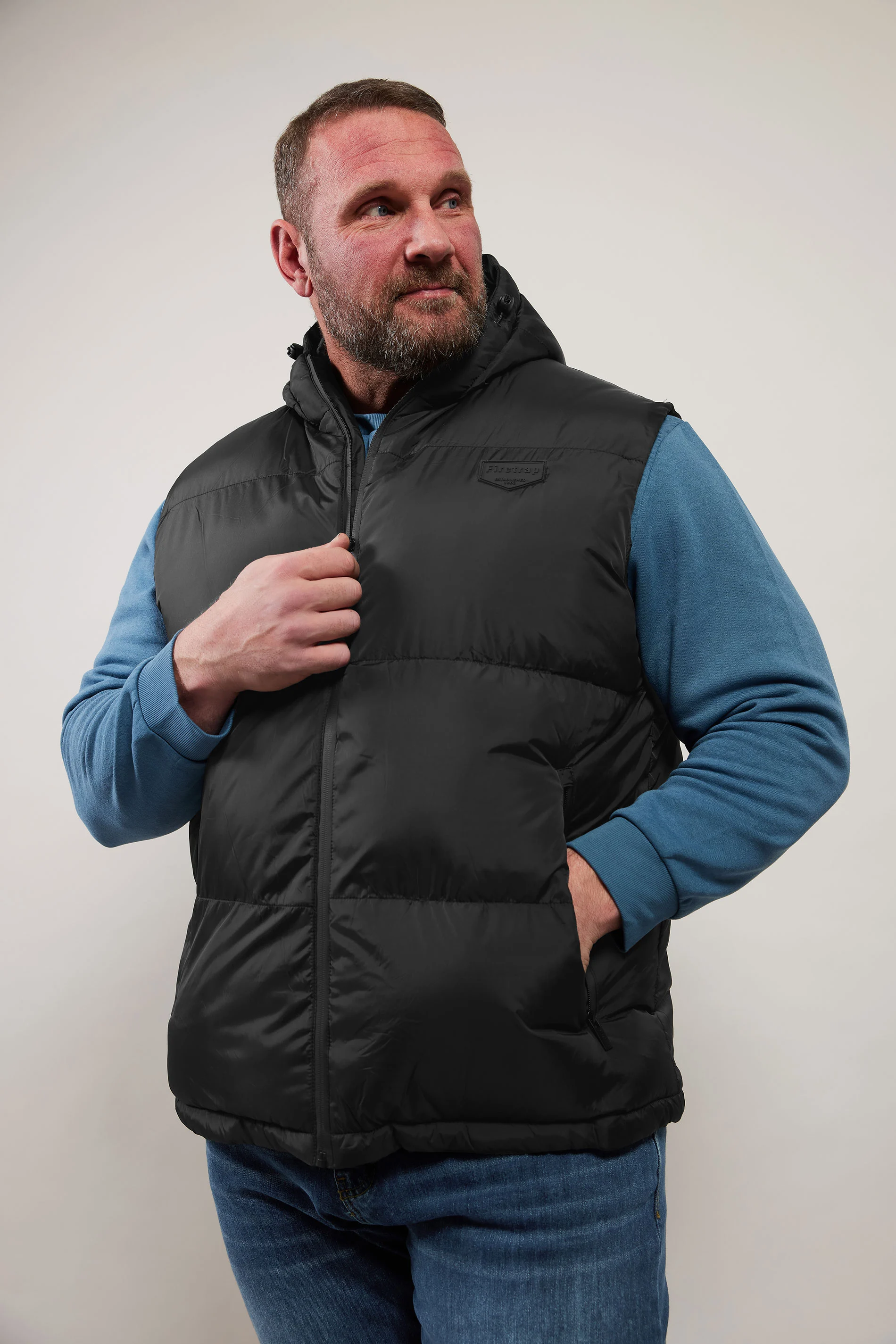 Firetrap FIRETRAP Big & Tall Black Puffer Gilet