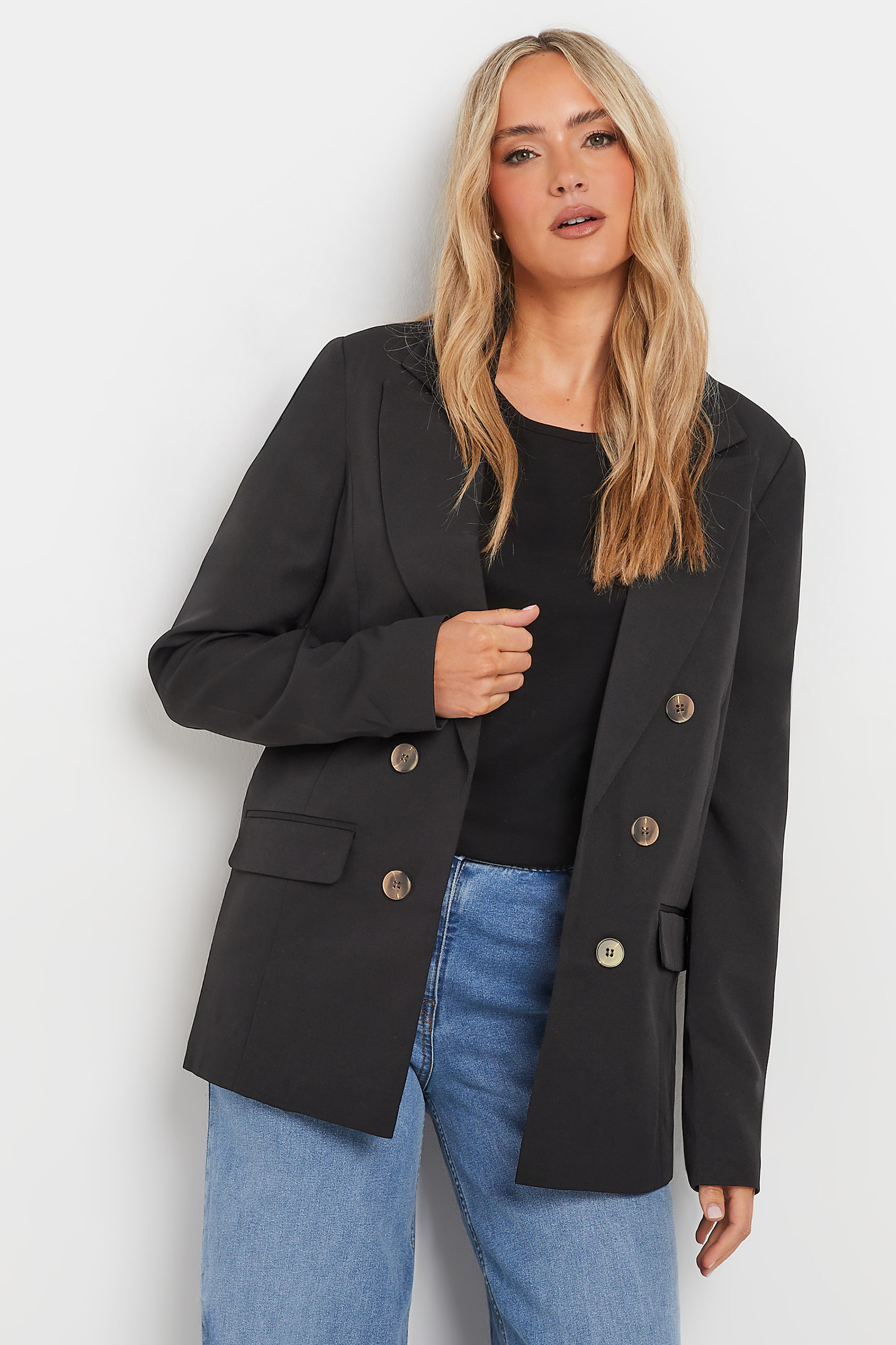 LTS LTS Tall Black Double Breasted Blazer