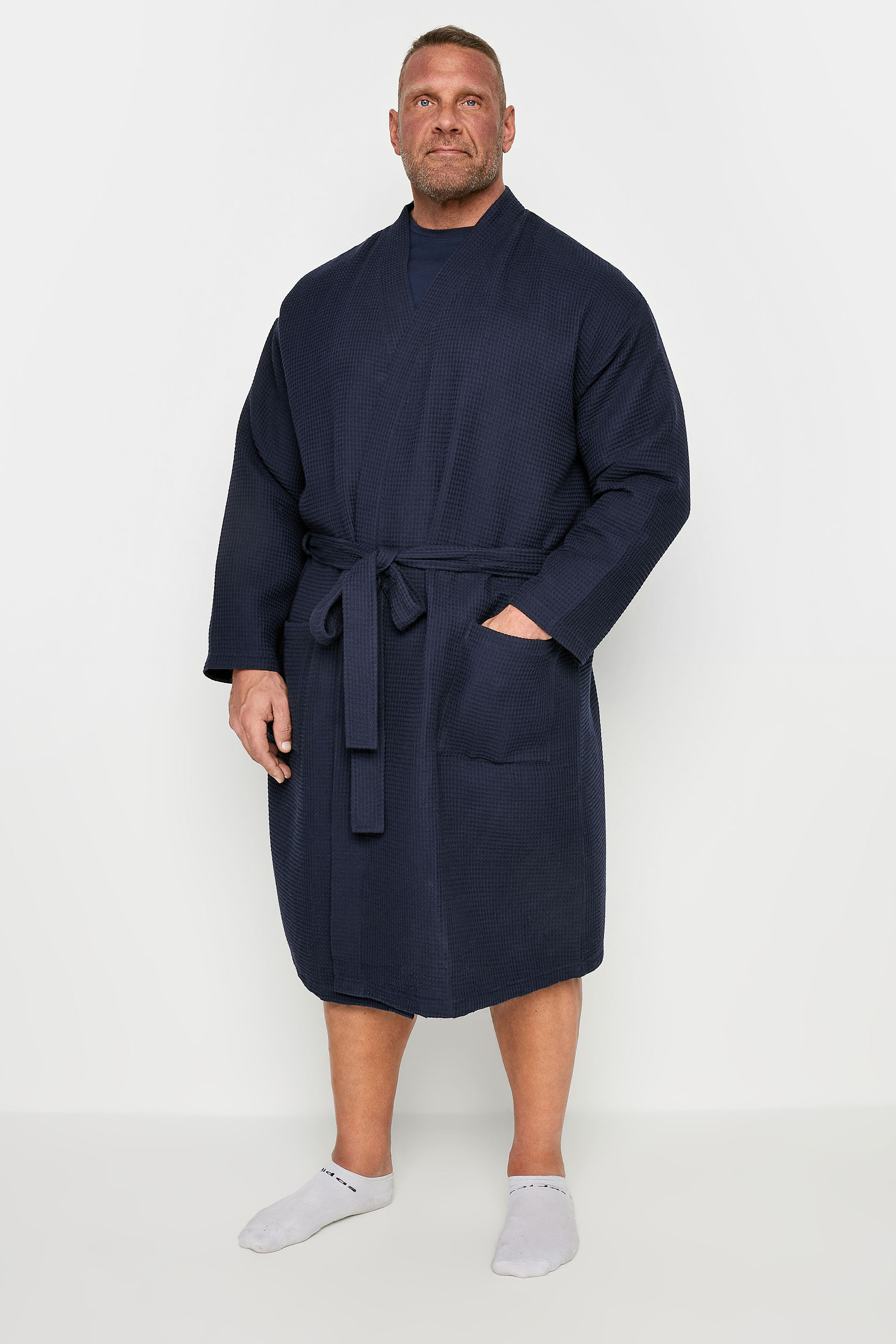 BadRhino BadRhino Big & Tall Navy Blue Waffle Robe