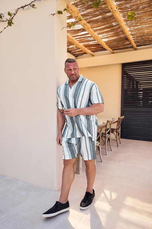 BadRhino BadRhino Big & Tall Blue Striped Linen Shorts