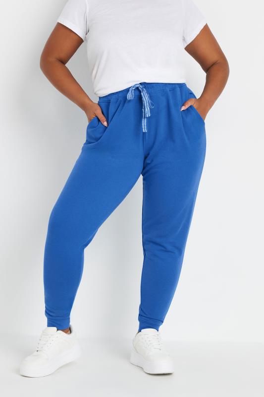 Yours YOURS Curve Blue Elasticated Stretch Joggers