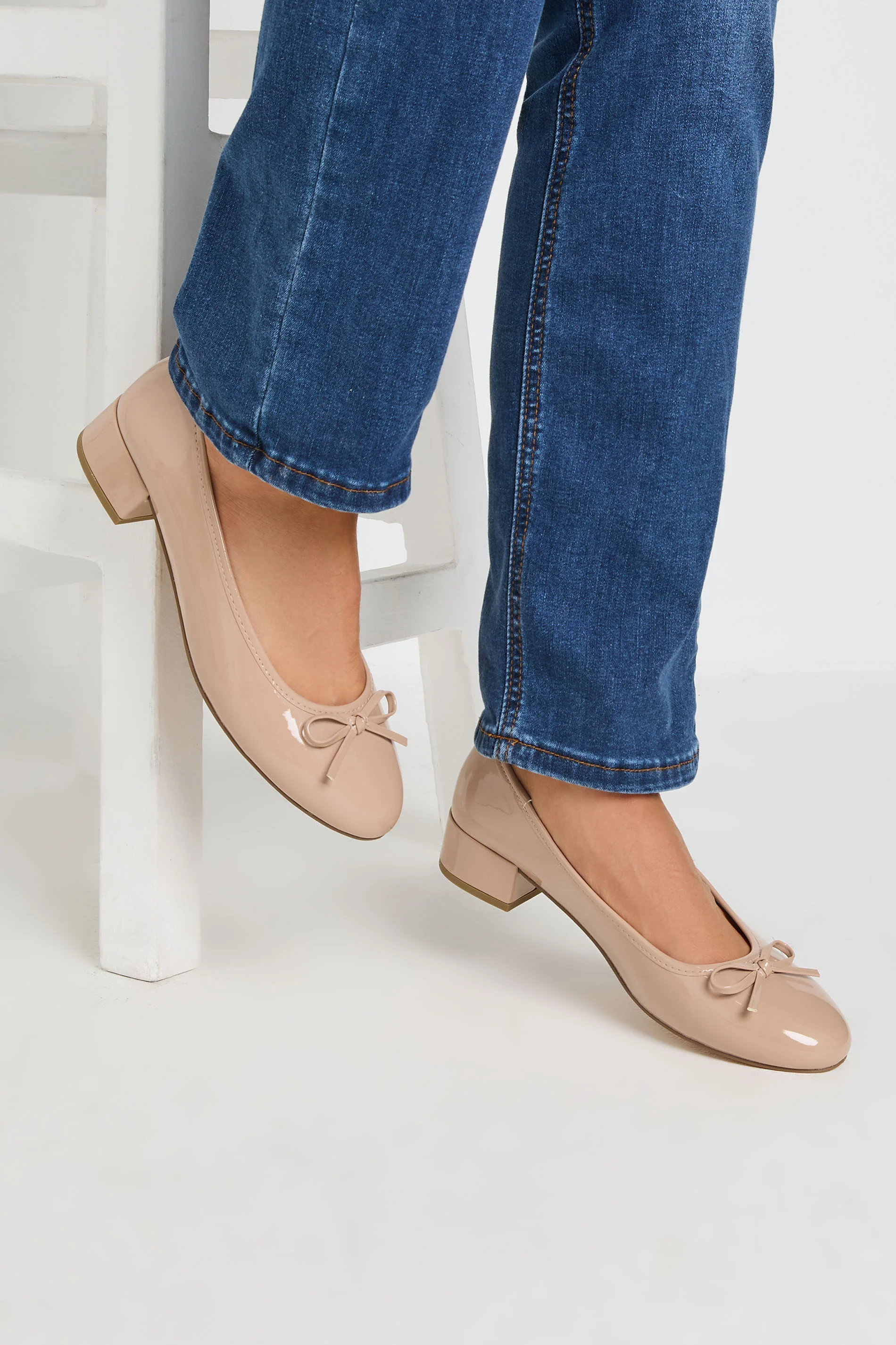 LTS LTS Nude Patent Heeled Ballet Pumps In Standard Fit