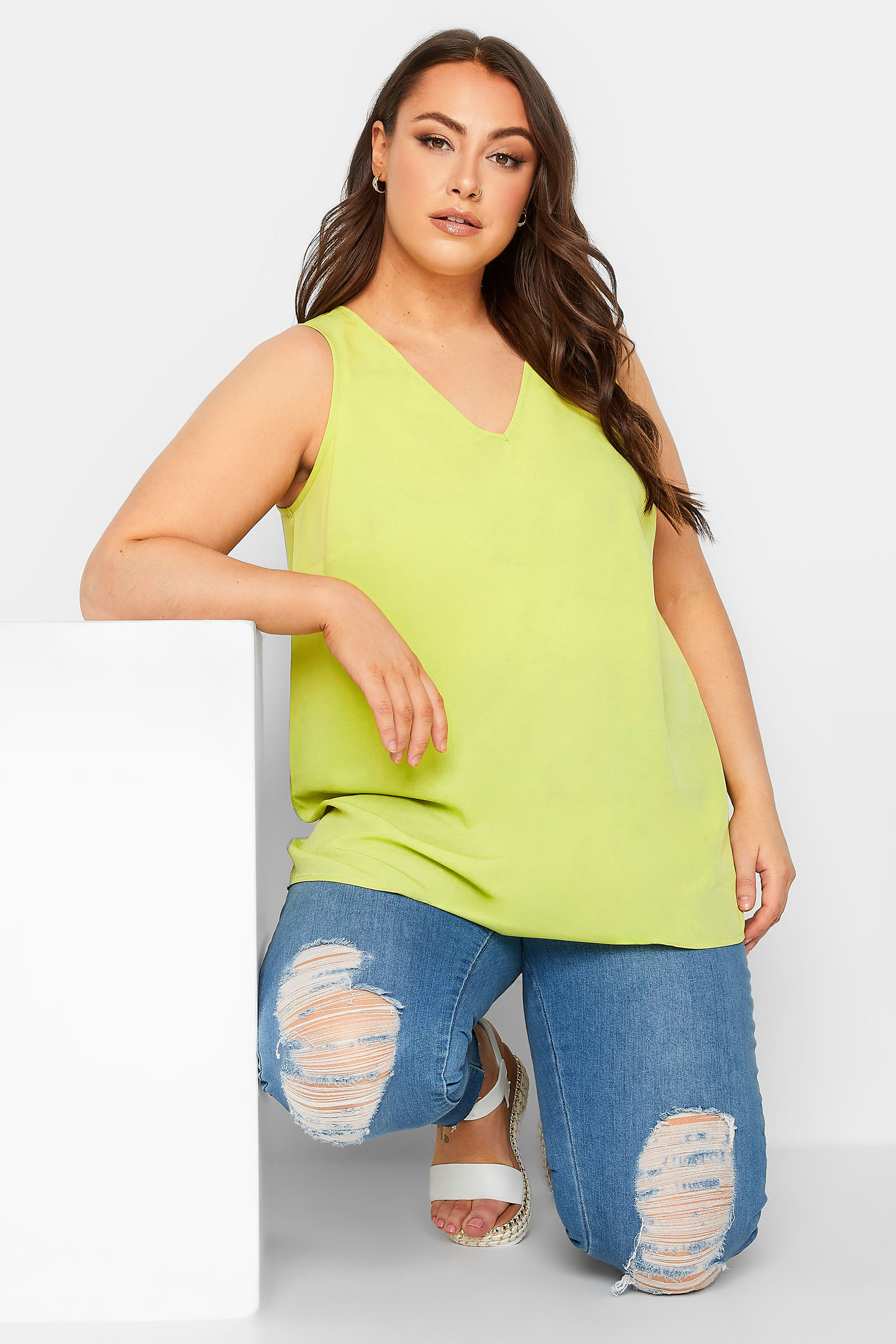 Yours YOURS Curve Lime Green Cami Vest Top
