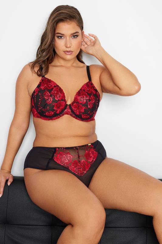Yours YOURS Curve Red Hallie Embroided Padded Bra