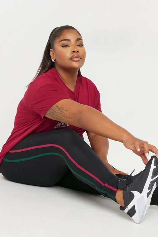 Yours YOURS ACTIVE Curve Black Side Stripe Stretch Leggings