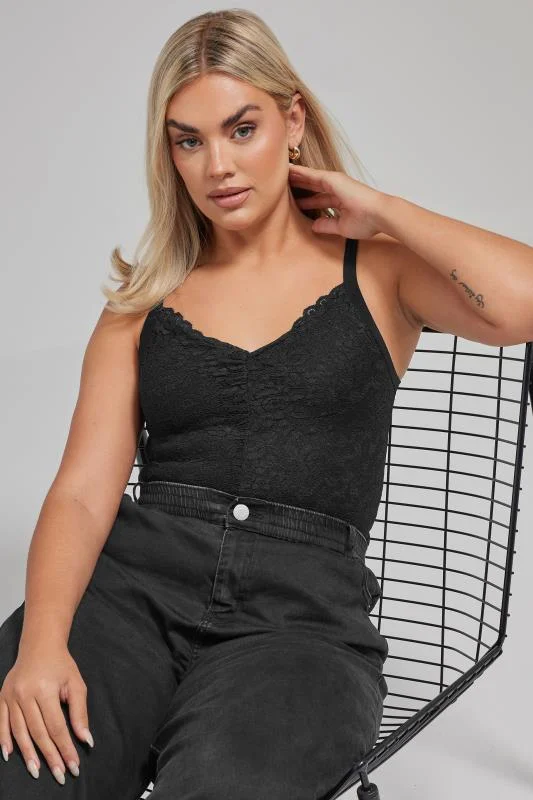 Yours YOURS Curve Black Satin Wide Leg Trousers