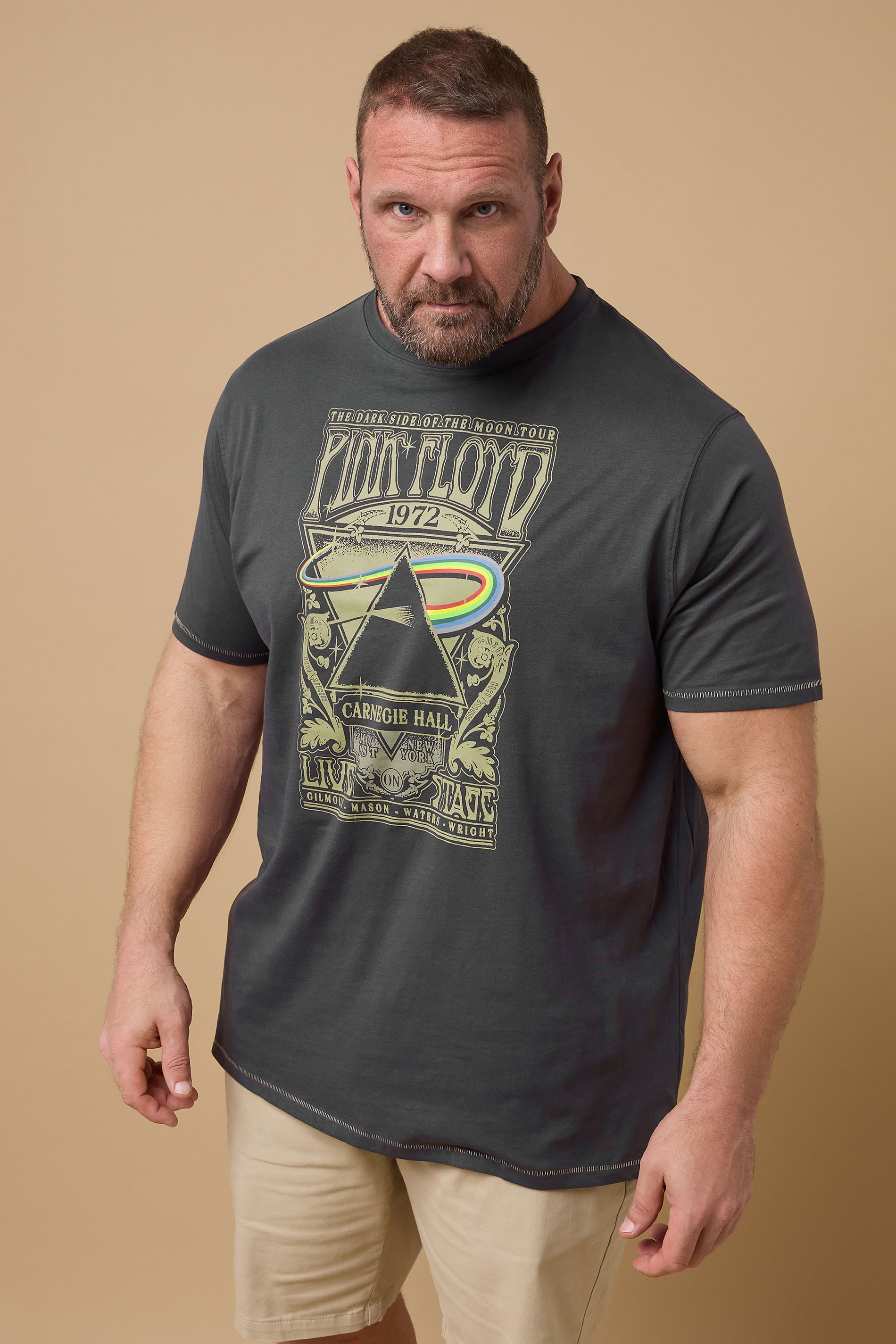 D555 D555 Big & Tall Charcoal Grey 'Pink Floyd' T-Shirt