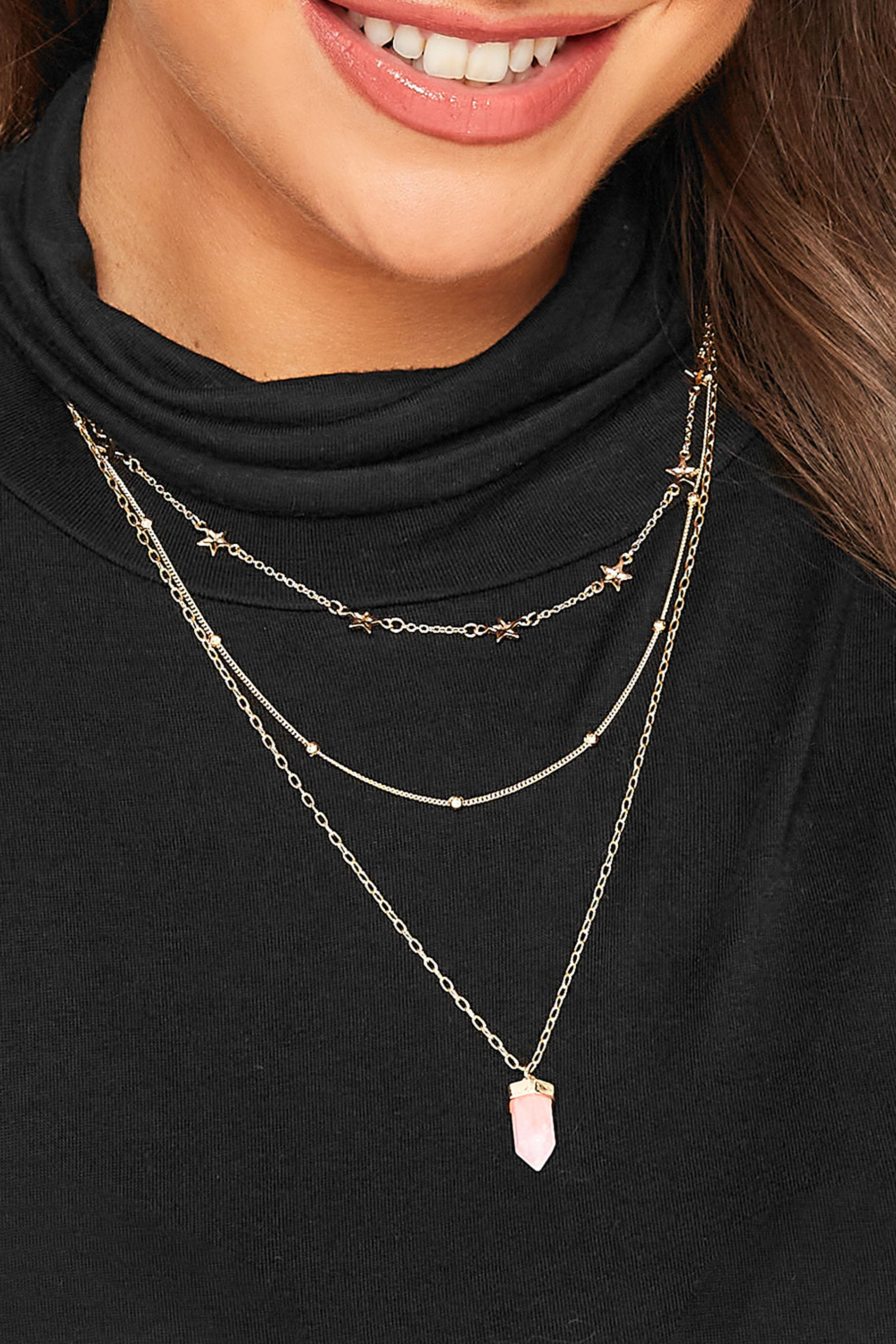 Yours Gold & Pink Layer Charm Necklace