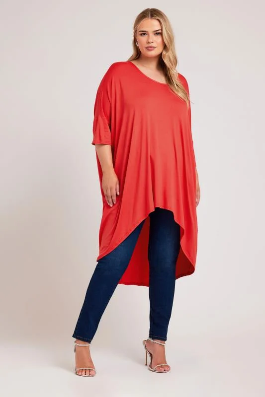 Yours London YOURS LONDON Curve Orange Dipped Hem Longline Tunic