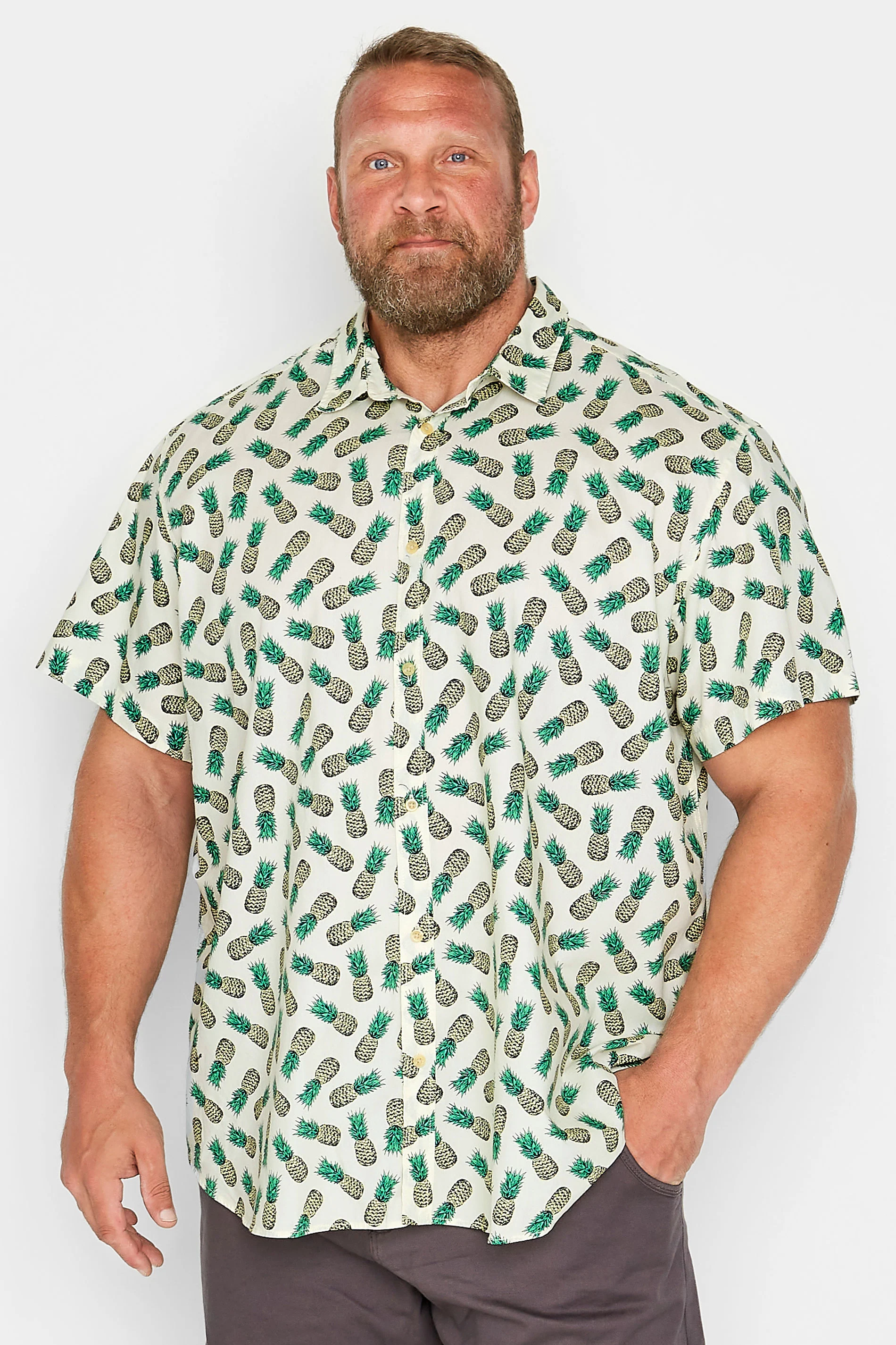 Jack & Jones JACK & JONES Big & Tall White Pineapple Print Short Sleeve Shirt