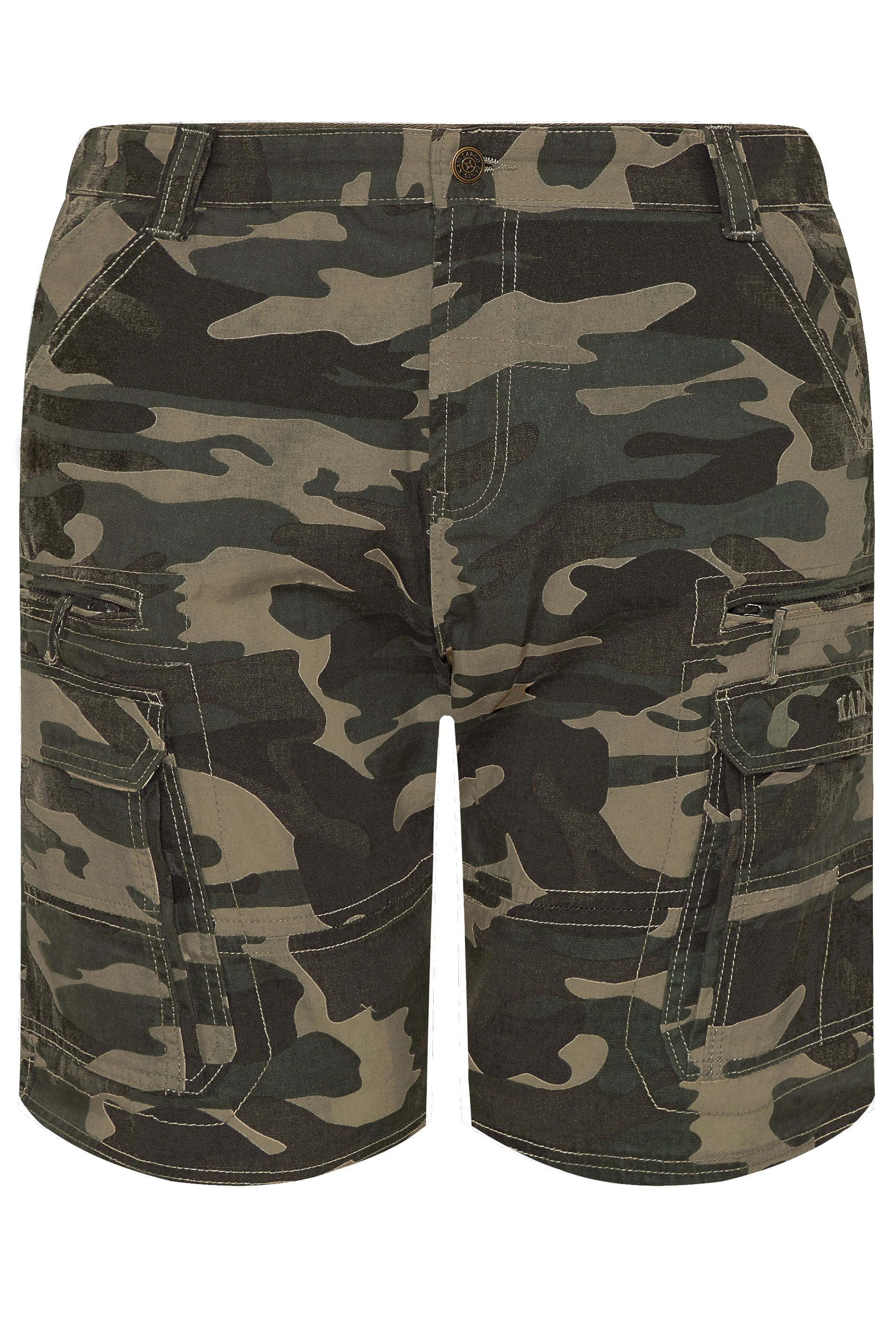 Kam KAM Big & Tall Khaki Green Camo Cargo Shorts