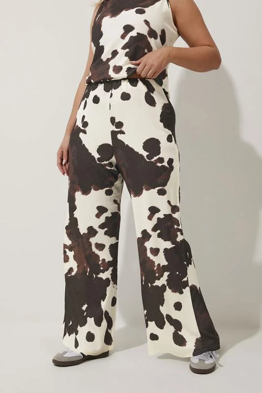 Limited Collection LIMITED COLLECTION Curve White Cow Print Textured Trousers