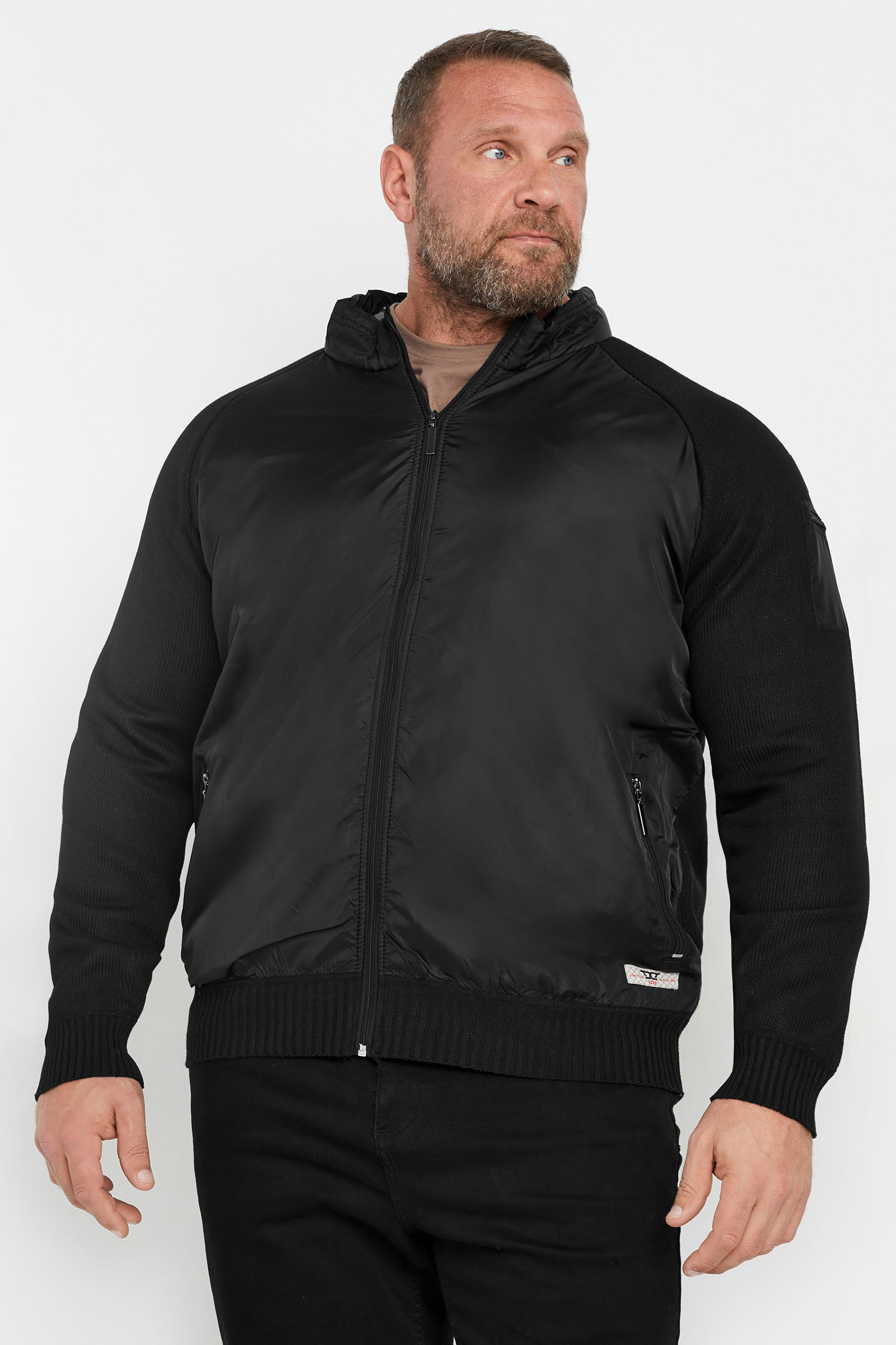 D555 D555 Big & Tall Black Zip Through Fleece Lined Jacket
