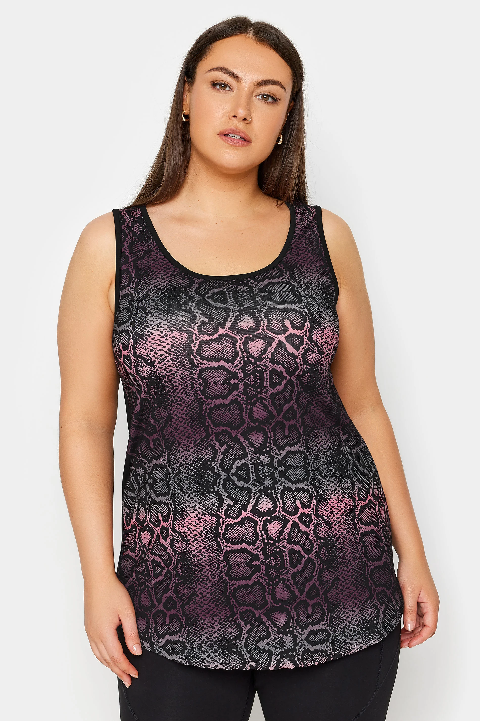 Evans Evans Black & Pink Animal Print Active Sports Top