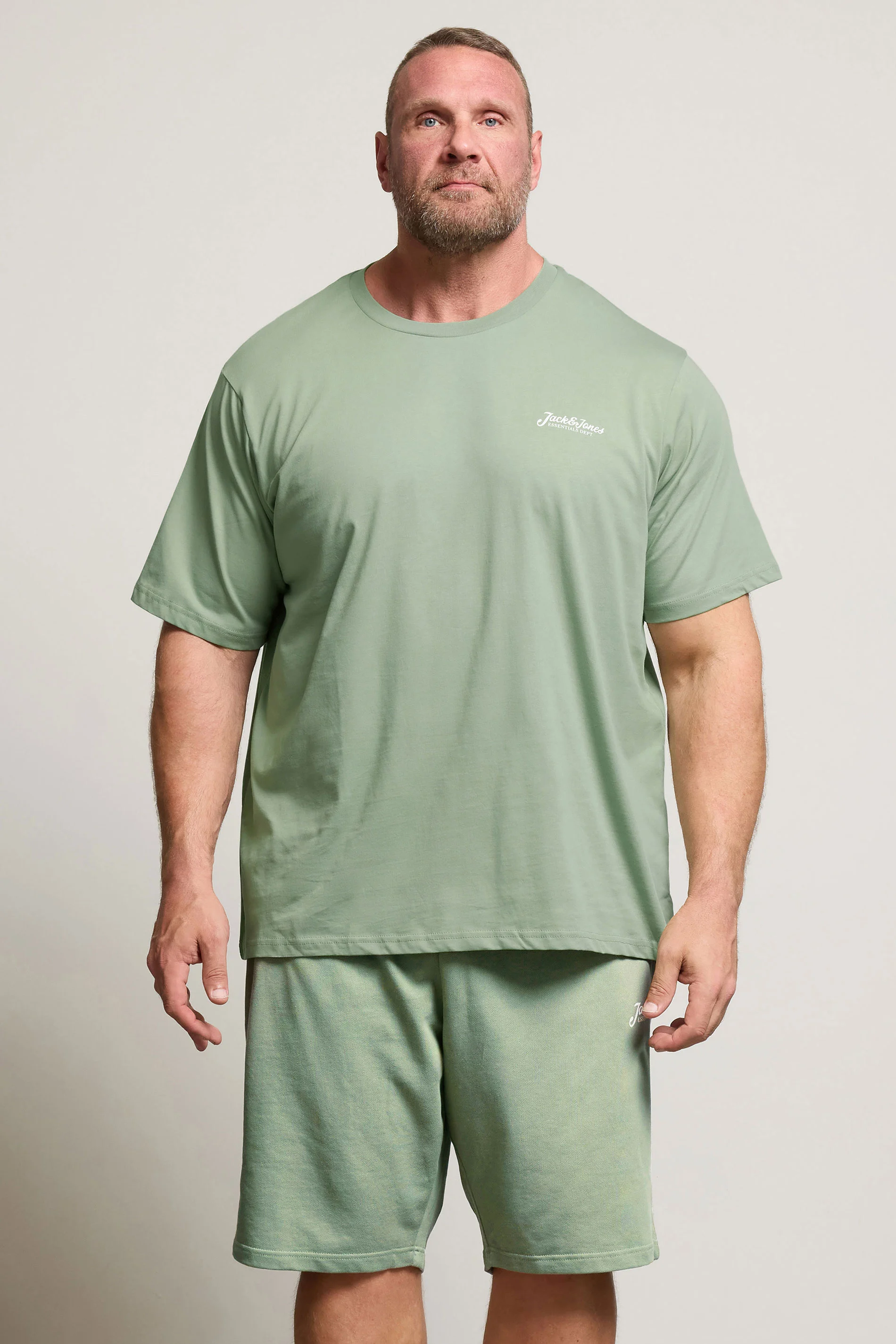 Jack & Jones JACK & JONES Big & Tall Iceberg Green 'Beau' T-Shirt & Short Set