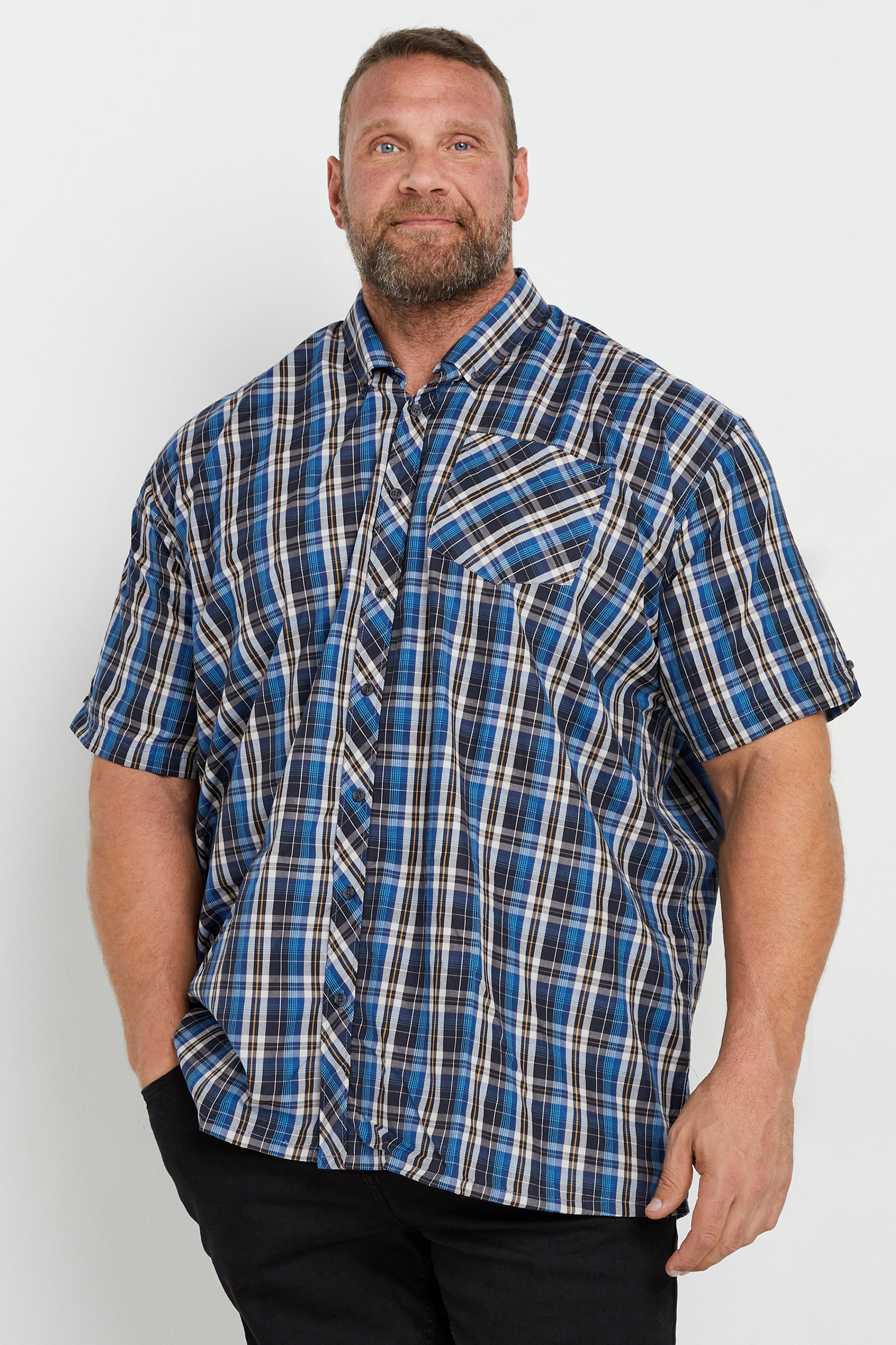 Espionage ESPIONAGE Big & Tall Navy Blue Check Print Shirt