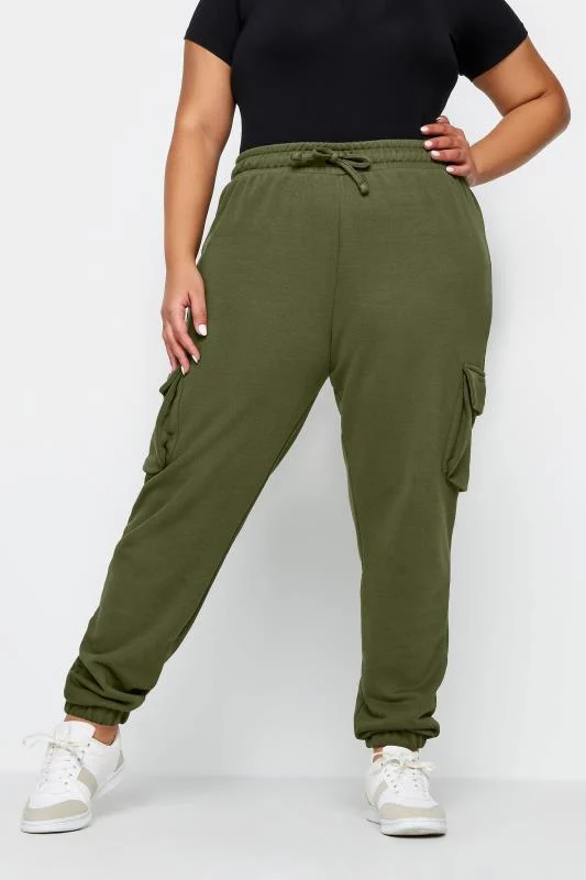 Yours YOURS Curve Khaki Green Cuffed Cargo Joggers