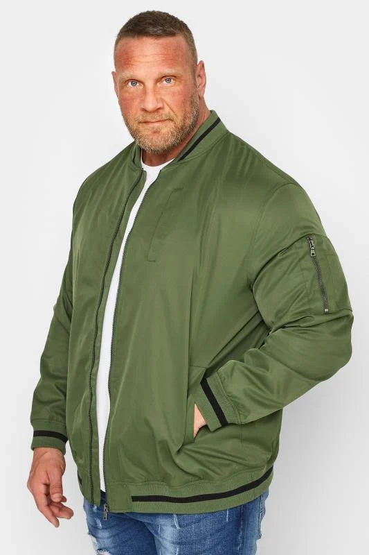 BadRhino BadRhino Big & Tall Khaki Green Bomber Jacket