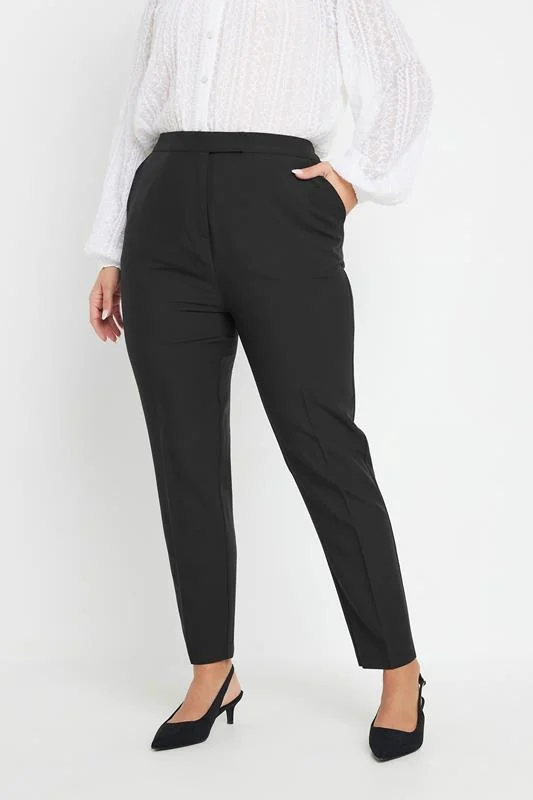Yours YOURS Curve Black Pull On Tapered Trousers