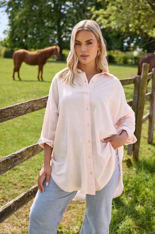 Yours YOURS Curve Light Pink Linen Shirt