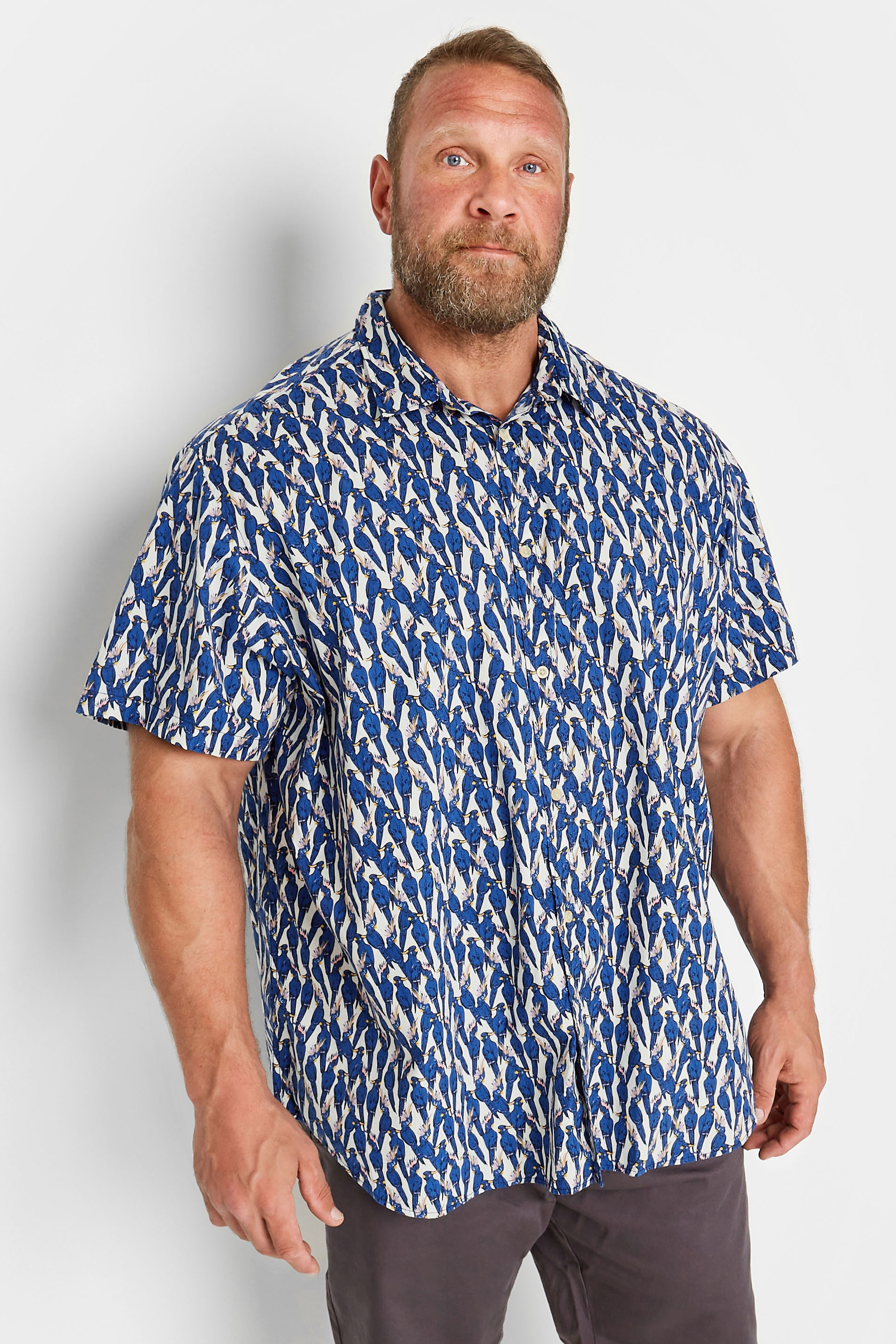 Jack & Jones JACK & JONES Big & Tall Blue Animal Print Short Sleeve Shirt