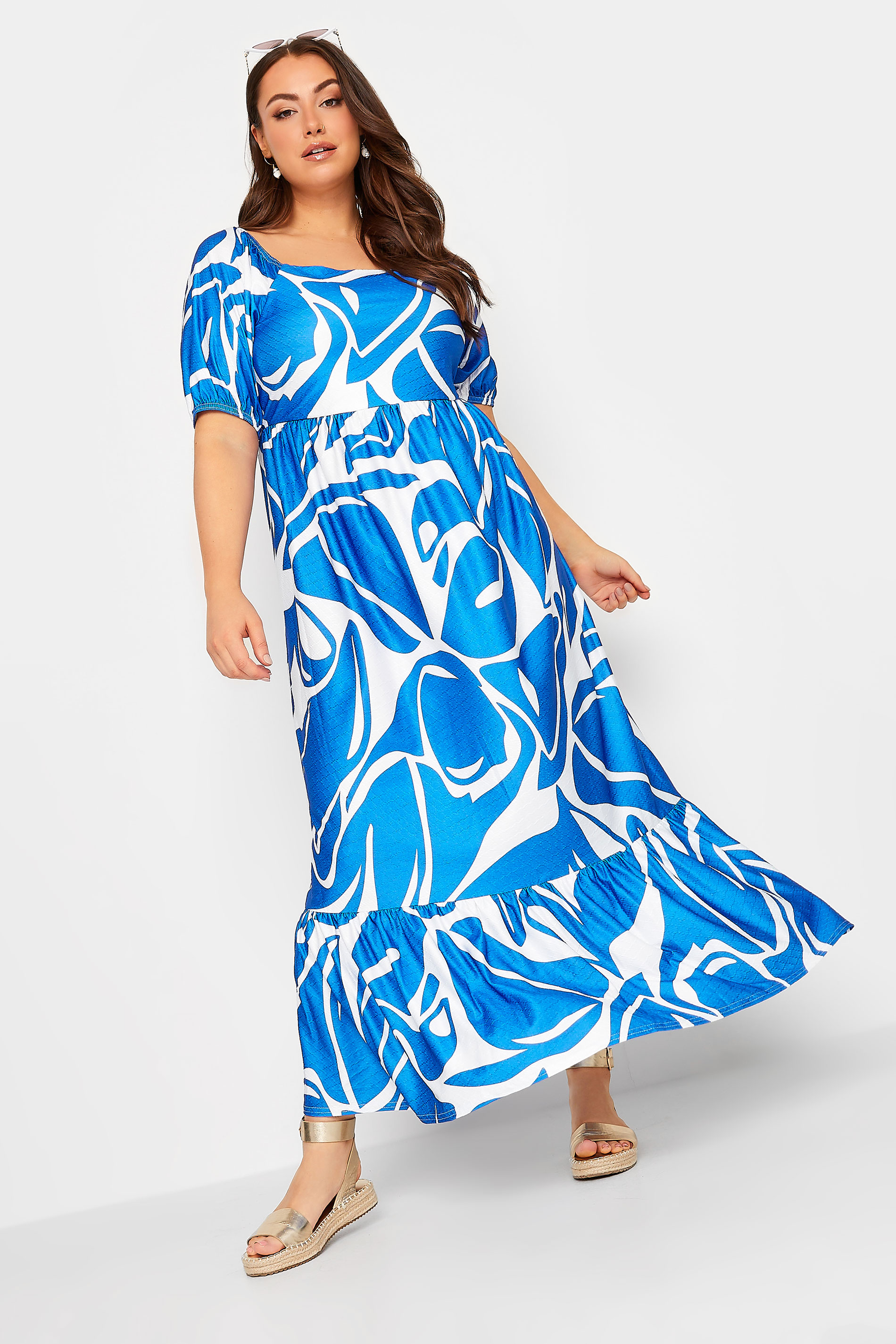 Yours YOURS Curve Blue Swirl Print Maxi Dress