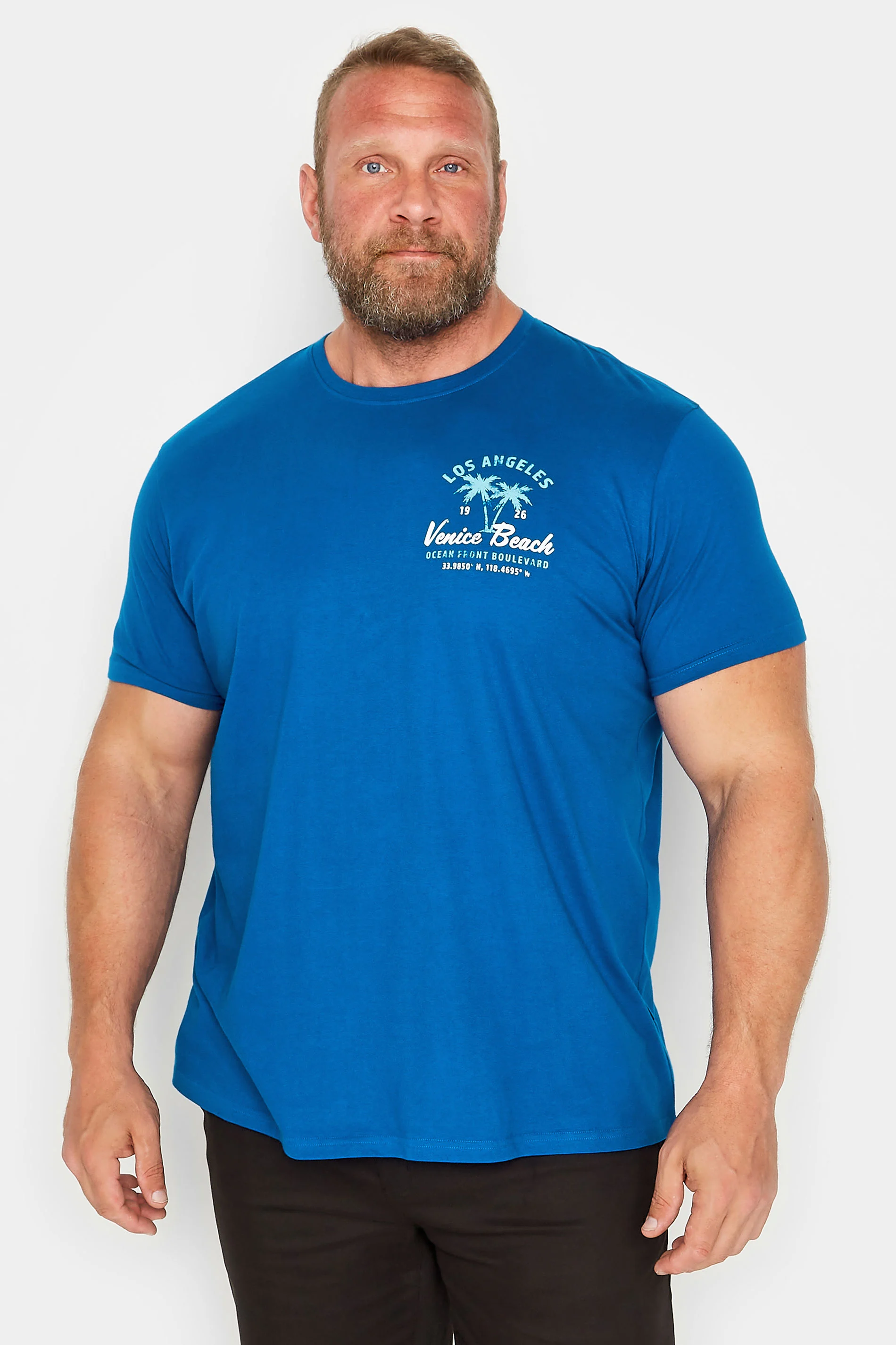BadRhino BadRhino Big & Tall Blue Venice Beach Print T-Shirt